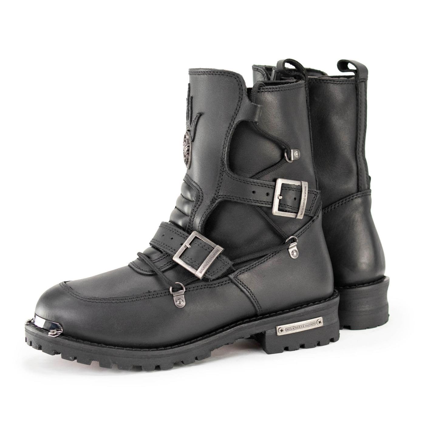 Milwaukee Leather MBM9076 Men's Black Tactical Logger Boots with Buckle Enhancement - Size 11.5 | Durable Work Boots for Construction, Hiking & Outdoor Activities