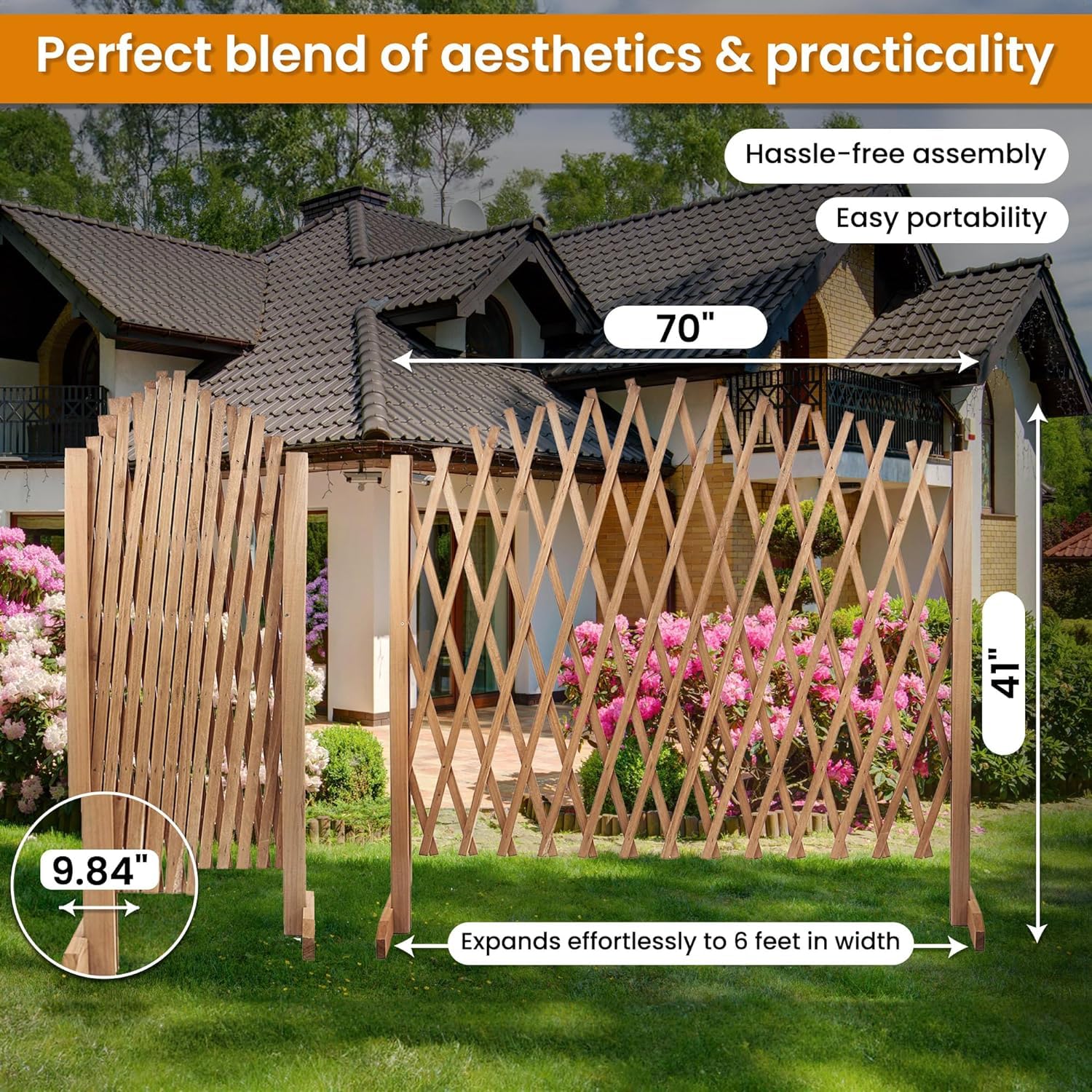 Expandable Wooden Lattice Fence - Willow Garden Trellis for Climbing Plants, Outdoor Décor & Yard Screening | Lightweight Decorative Screen for Vines, Flowers & Home Gardens | Perfect for Backyard, Patio & Landscape Design