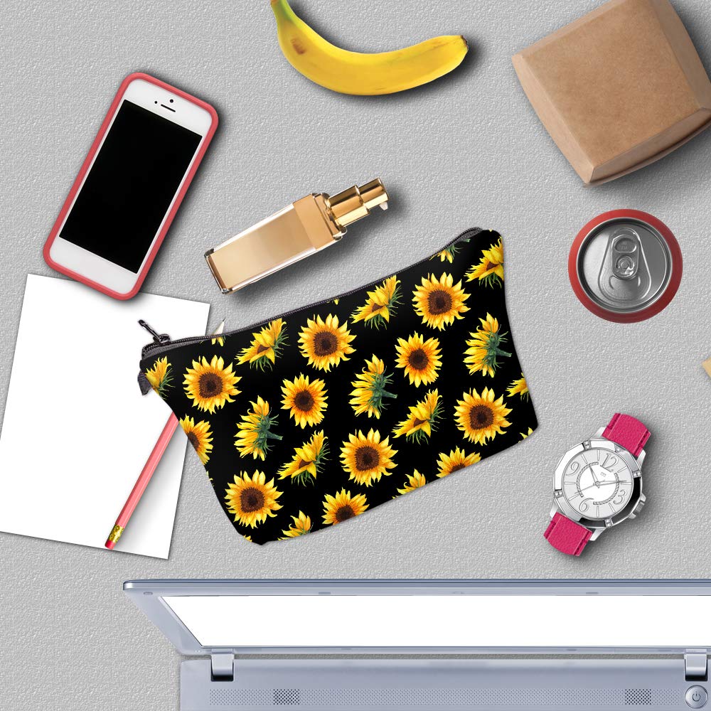Deanfun Sunflower Cosmetic Bag for Women - Waterproof Makeup Organizer & Roomy Toiletry Pouch - Perfect Travel Accessories & Gift Ideas for Makeup Lovers - Great for Vacation, Gym, and Daily Use
