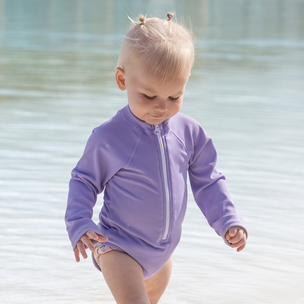 Girls Long Sleeve Rash Guard One Piece Swimsuit - UPF 50+ Sun Protection Swimwear for Beach, Pool & Water Sports