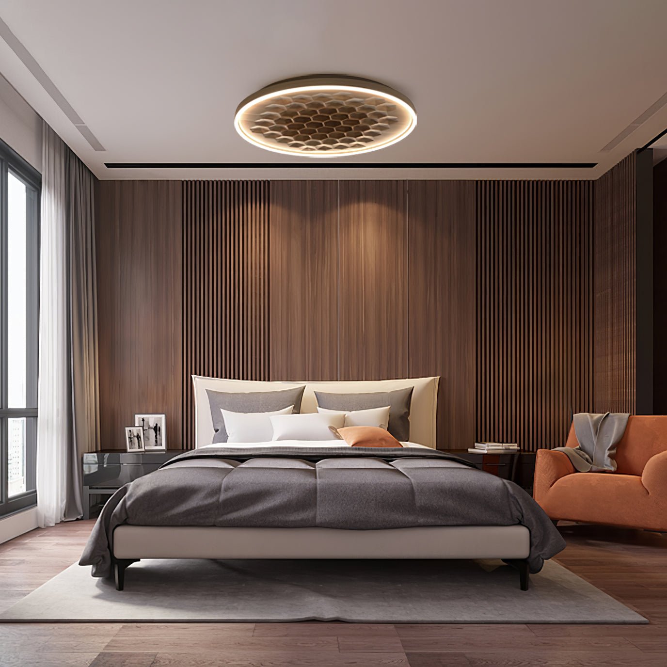 Heartwood Ceiling Lamp - Modern Wooden Pendant Light Fixture for Living Room, Bedroom & Dining Room - Warm Ambient Lighting for Home Decor