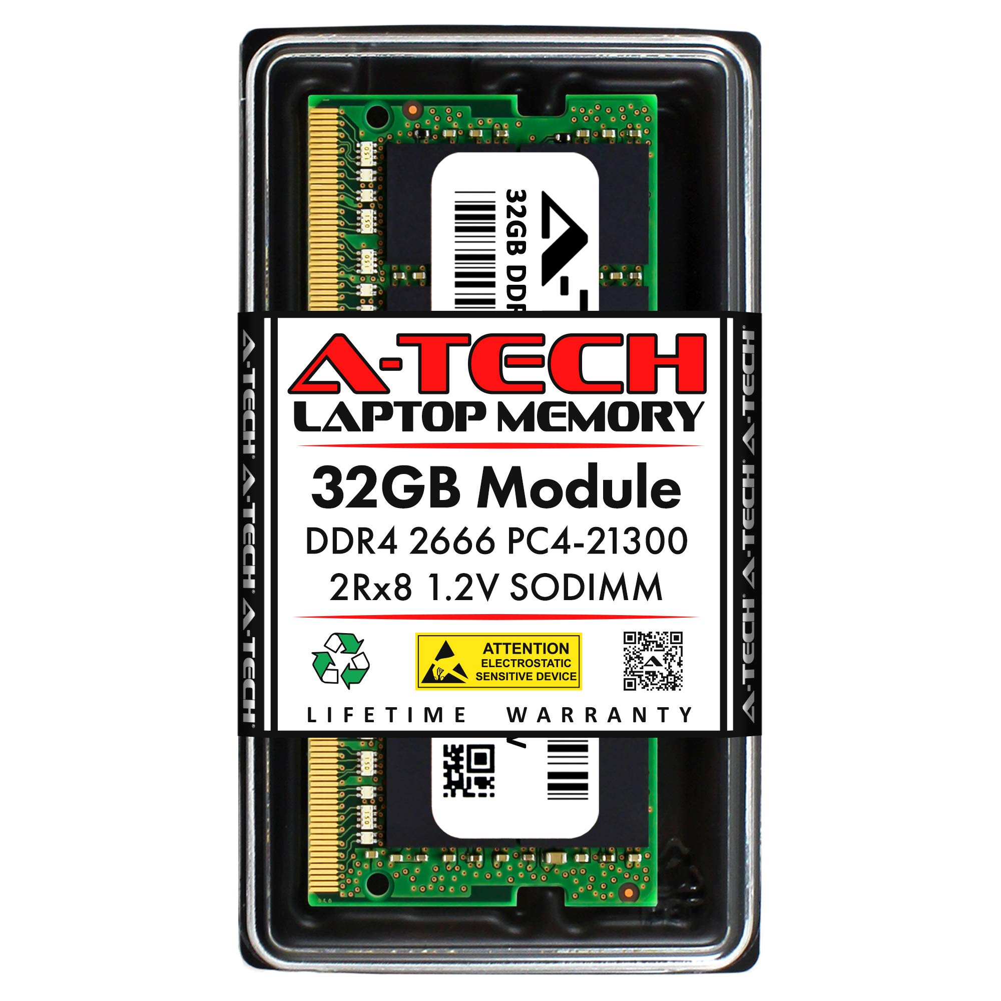 A-Tech 32GB DDR4 2666MHz (PC4-21300) SODIMM RAM Memory Upgrade for Dell Precision 3560 Laptop - Non-ECC Unbuffered 260-Pin Notebook Memory Module - Perfect for Graphic Design, Video Editing & Multitasking
