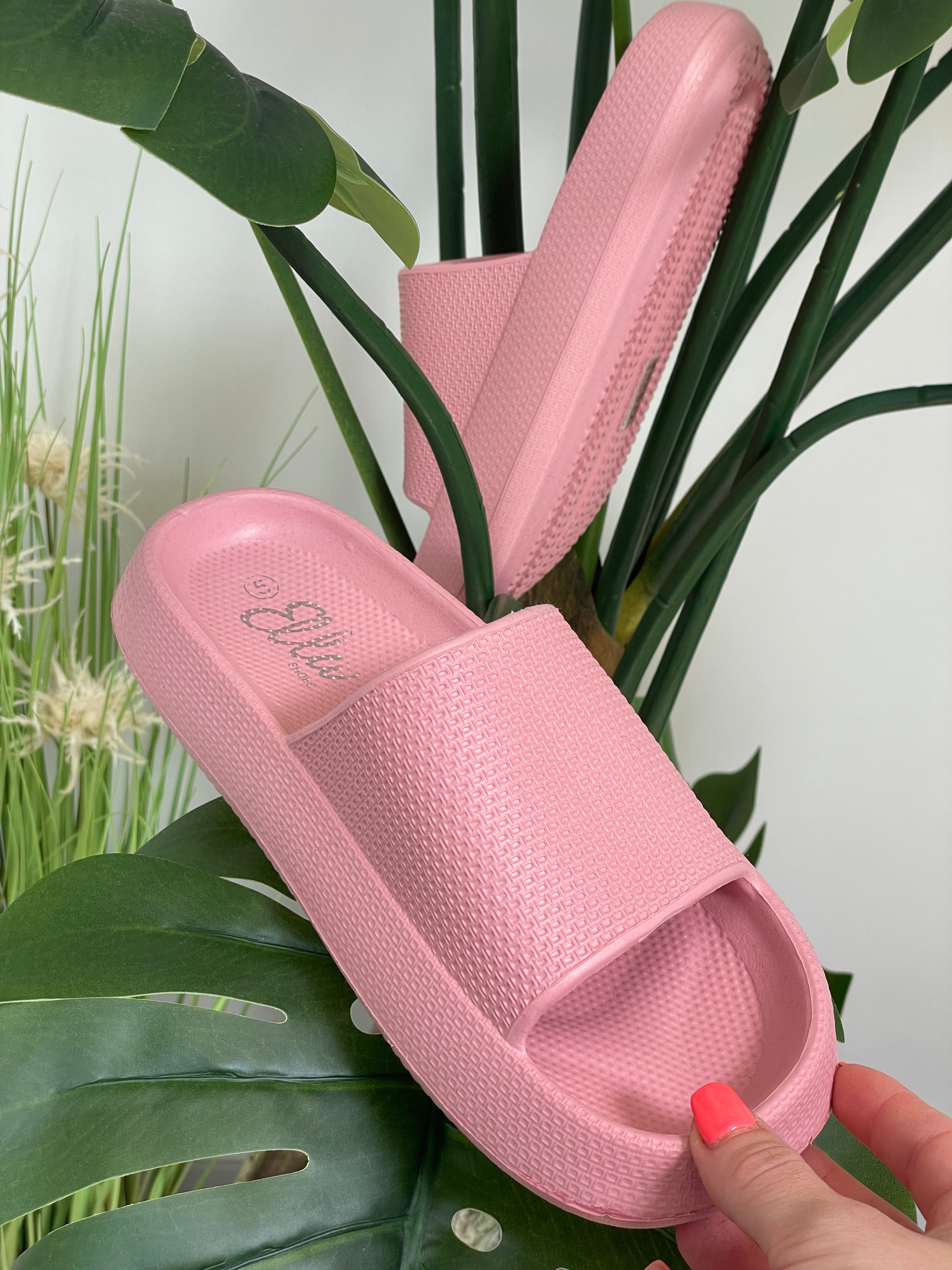 Comfortable Pink Sliders for Women - Walking On Clouds Soft Slides for Home, Beach & Pool - Lightweight & Cushioned Summer Sandals