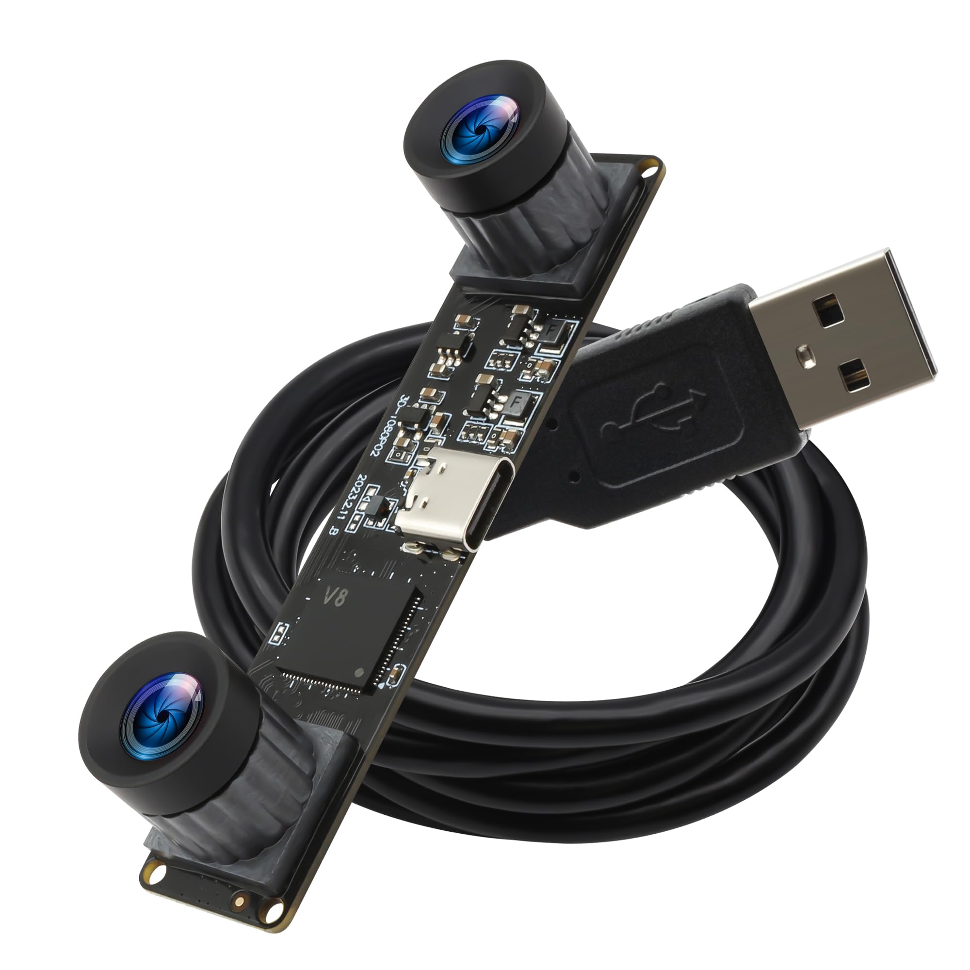 IFWATER 4MP USB Camera 60fps Dual Lens Webcam - 3840x1080P HD No Distortion, 3D Stereo USB Webcam for PC, Face Recognition, VR & Biometric Detection - Perfect for Video Conferencing, Live Streaming & Security Monitoring