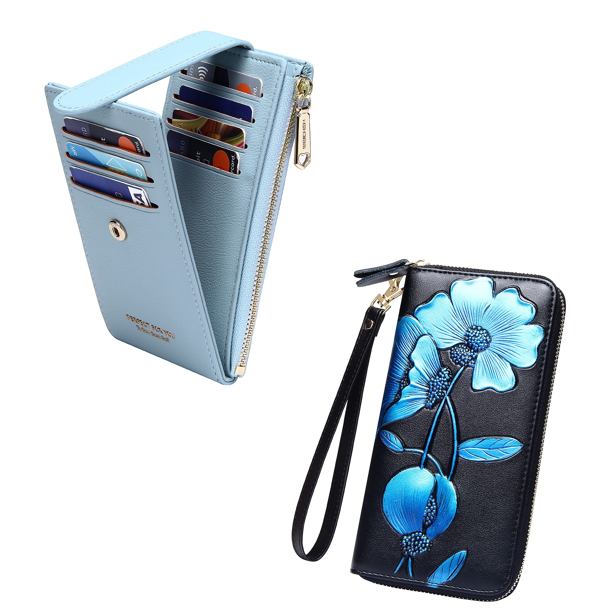 Badiya Slim RFID Blocking Wallet for Women - Large Capacity Printed Leather Wallet - Perfect for Travel, Business & Everyday Use