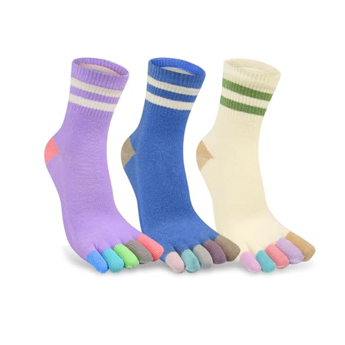 3 Pairs-striped Rainbow Toe