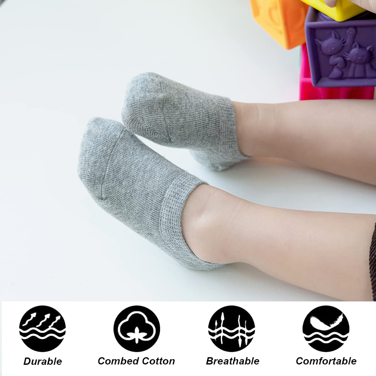 Marchare Baby No Show Socks - Soft Cotton Non-Slip Low Cut Socks for Girls & Boys (6/10 Pairs Value Pack) - Perfect for Infants & Toddlers - Ideal for Everyday Wear, School, and Playtime