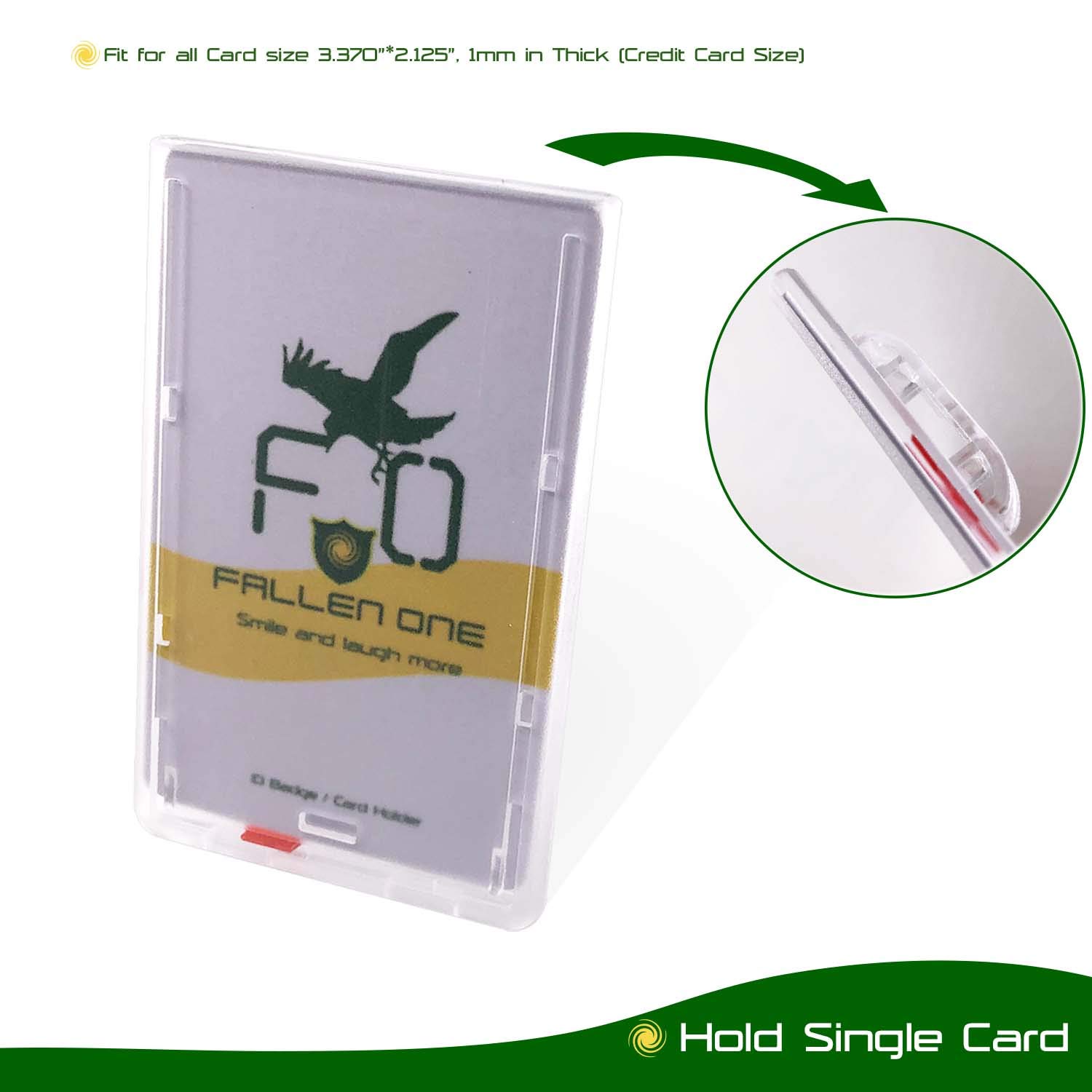 Vertical ID Card Badge Holder - 5 Pack with Red Extractor Slide for Office Security