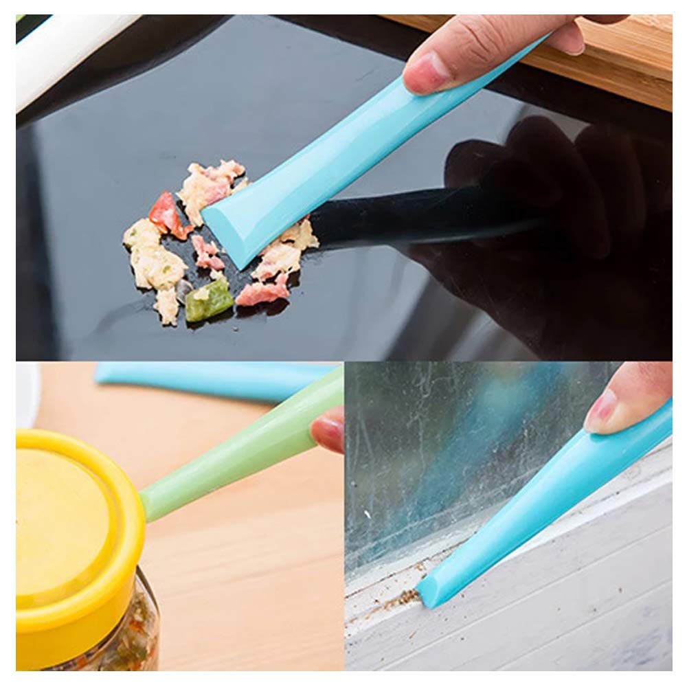 3-Pack Multipurpose Cleaning Scraper Tools - Non-Scratch Hard Plastic Scraper for Kitchen, Sticker & Gum Removal - Perfect for Countertops, Windows, Tiles & Appliances Cleaning