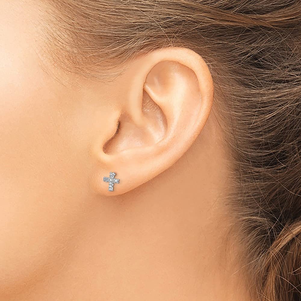 925 Sterling Silver Diamond Cross Post Earrings for Women - Hypoallergenic Fine Jewelry Gift Set for Her - Perfect for Christmas, Birthday, Anniversary & Everyday Wear