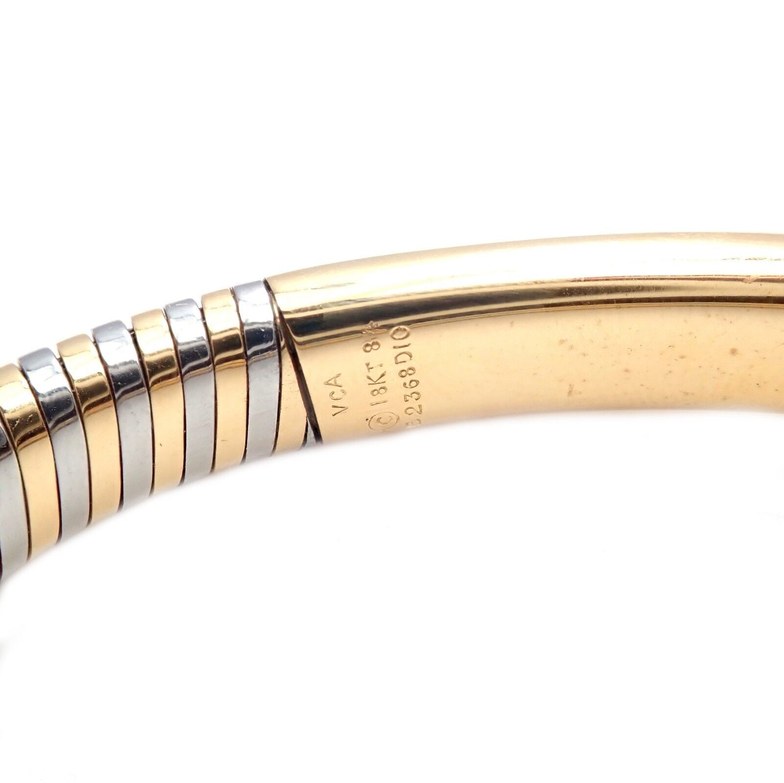 Authentic Vintage Van Cleef & Arpels 18k Yellow Gold & Steel Bangle Bracelet - Luxury Jewelry for Women, Perfect for Weddings, Parties & Special Occasions