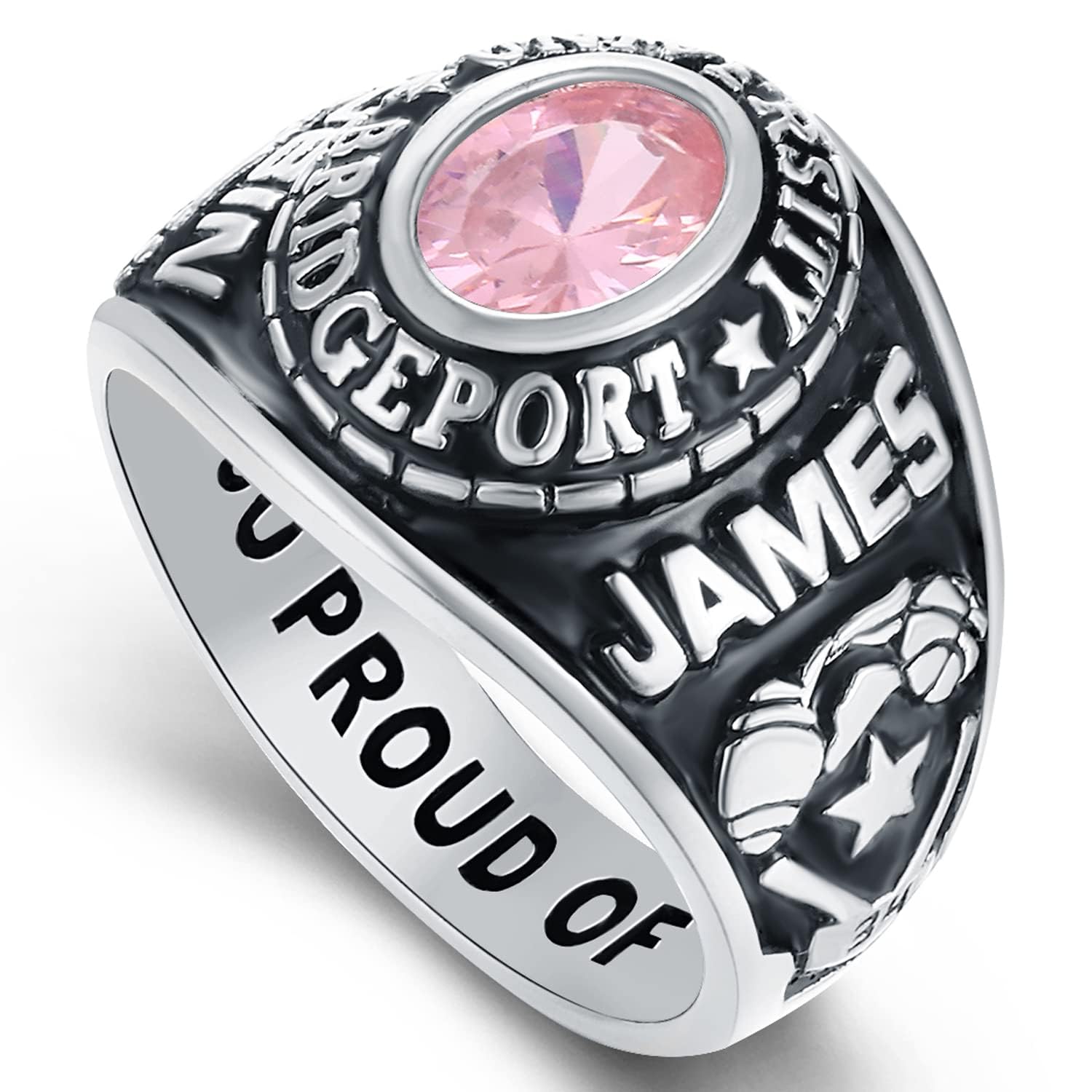 Custom Personalized Sterling Silver Class Rings for Women & Men - Birthstone, Gold Plated, Size 5-15 - High School & College Graduation Rings - Perfect Gift for Graduates, Anniversaries & Special Occasions