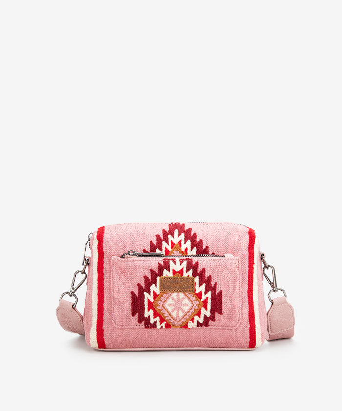 Wrangler Aztec Knitted Crossbody Purse for Women - Stylish Boho Shoulder Bag with Tribal Pattern - Perfect for Travel, Shopping & Everyday Use