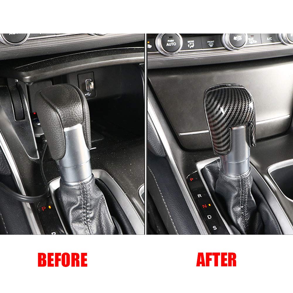 Premium ABS Carbon Fiber Gear Shift Knob Cover for Honda Accord 2018-2022 - Auto Transmission Interior Trim & Protection Accessory - Sleek Black Carbon Finish - Perfect for Car Enthusiasts & Daily Commuters