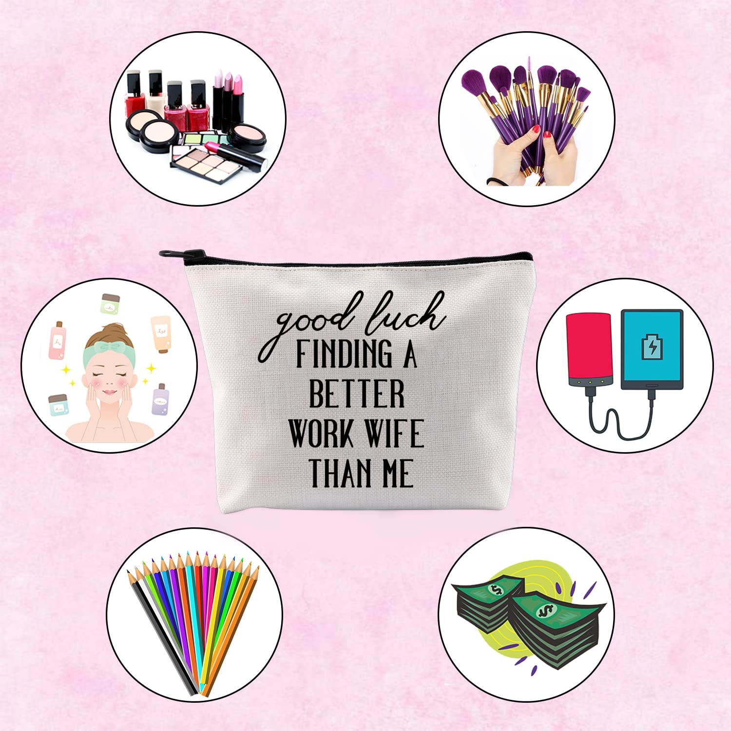 TSOTMO Work Wife Appreciation Gift - Elegant Marble Cosmetic Bag for Makeup, Toiletry & Travel | Perfect Gift for Women, Coworkers & Friends | Office, Bridal Shower & Birthday Present