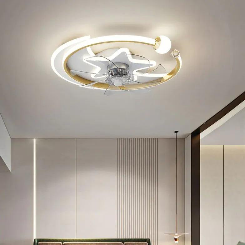 Star Ring LED Ceiling Fan with Light and Remote Control - Modern Bedroom Cooling Fan for Home, Office, and Living Room