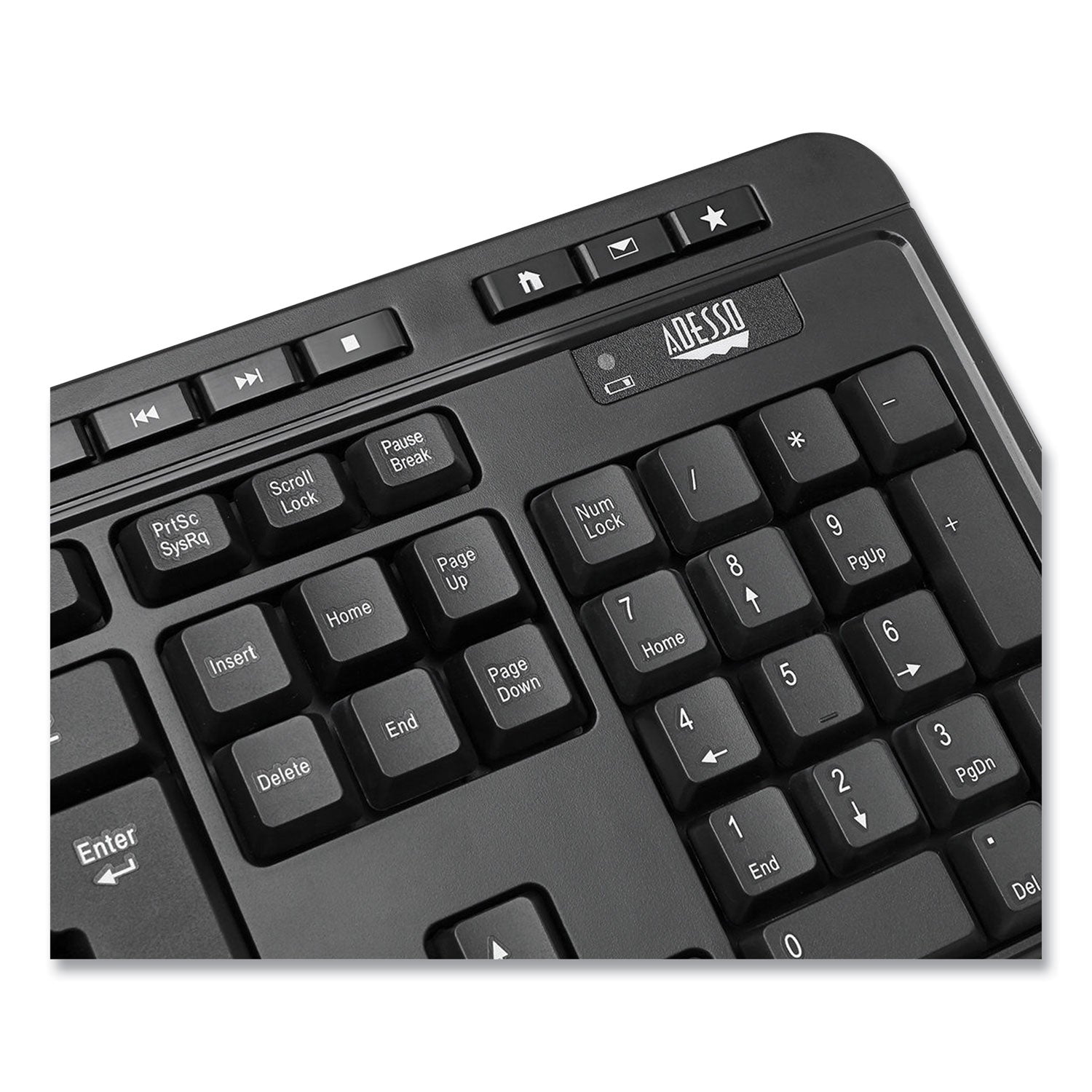 Adesso WKB-1320CB Antimicrobial Wireless Keyboard and Mouse Combo - 2.4GHz USB Receiver, 30ft Range, Ergonomic Design for Office & Home Use - Perfect for Workstations, Gaming, and Shared Computers (Black)