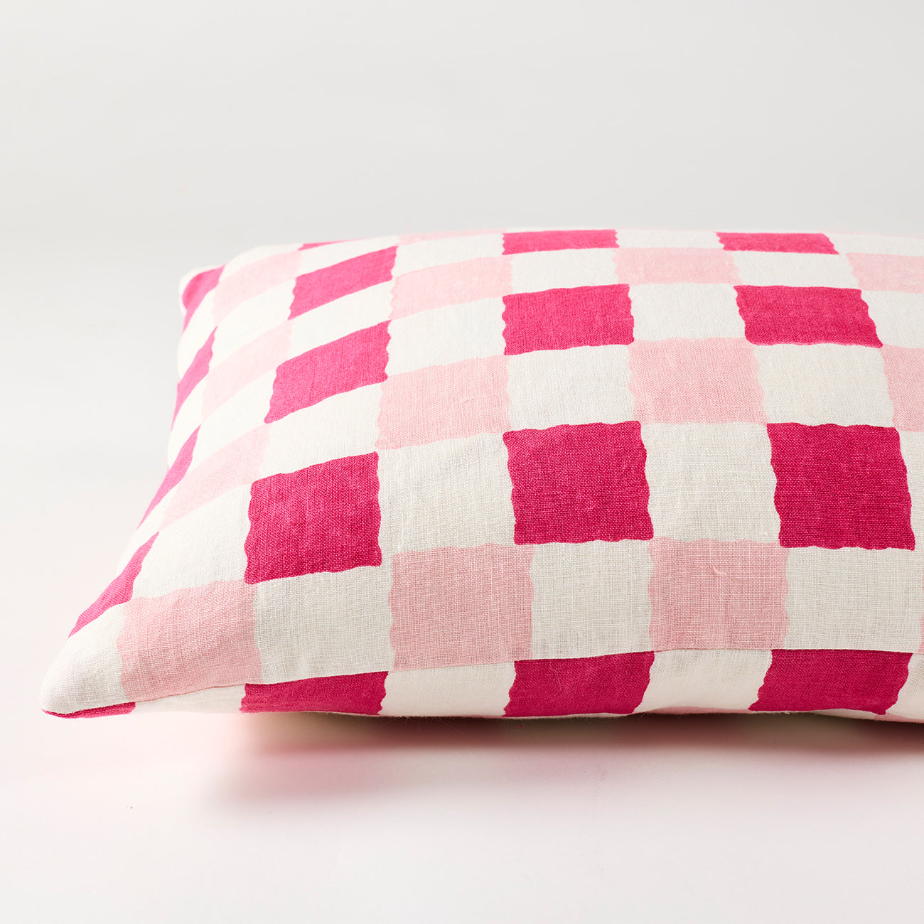 Pink Checkered Cushion Cover - Soft & Stylish Home Decor for Sofa, Bed, and Living Room
