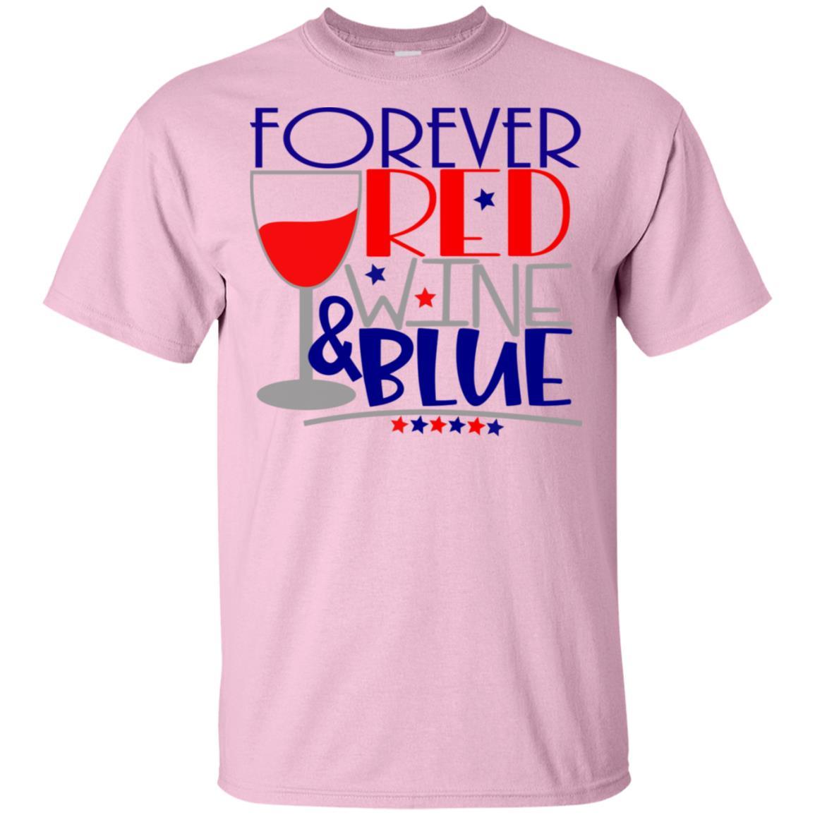 WineyBitches.Co Forever Red Wine and Blue Ultra Soft Cotton T-Shirt | Patriotic American Flag Design | Perfect for 4th of July, BBQ Parties & Casual Wear