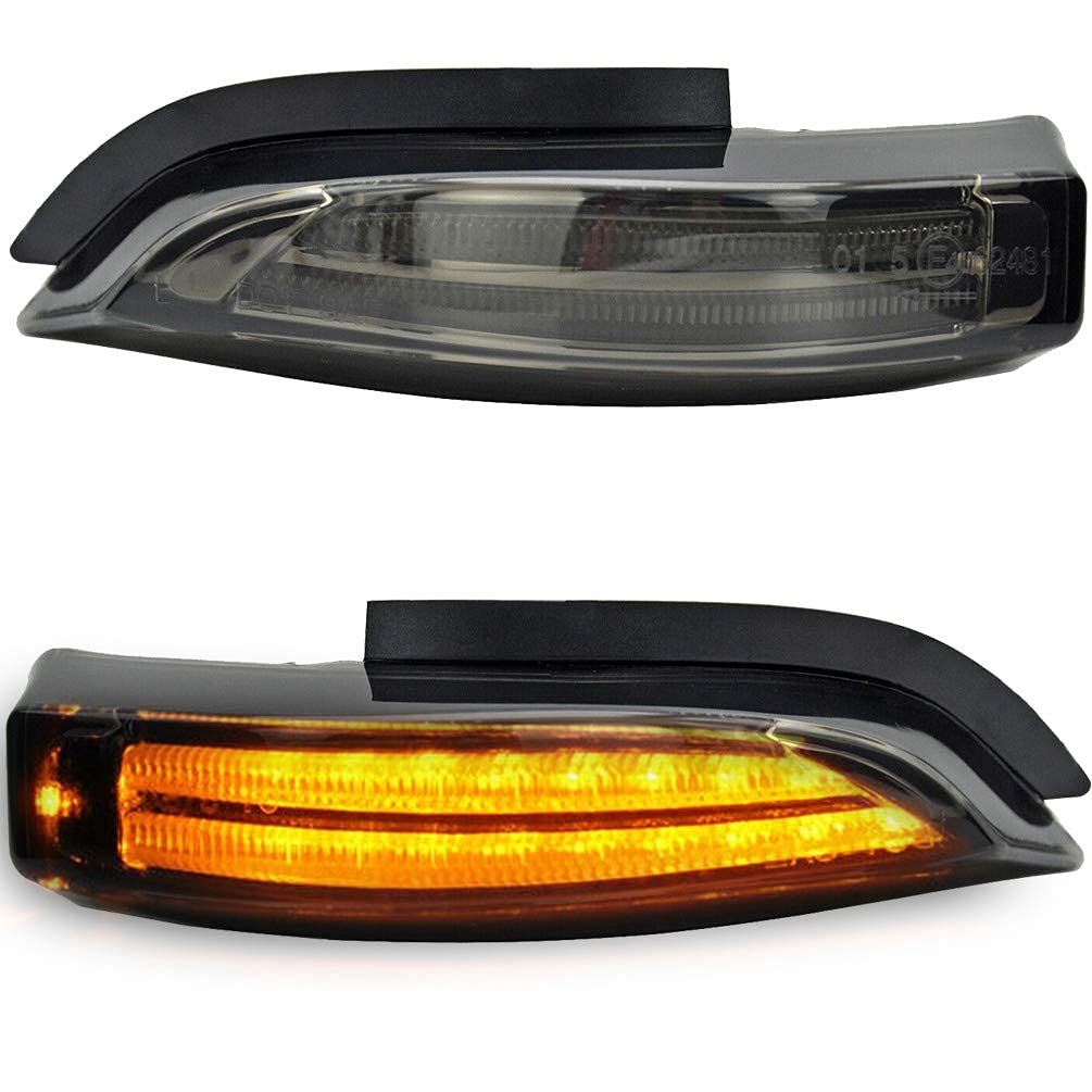 Dynamic LED Side Mirror Blinker for Toyota Corolla Camry Auris Yaris Verso Prius C - Smoked Lens Amber Turn Signal Lights Kit - OEM Replacement - Enhance Safety & Style for Night Driving & Parking
