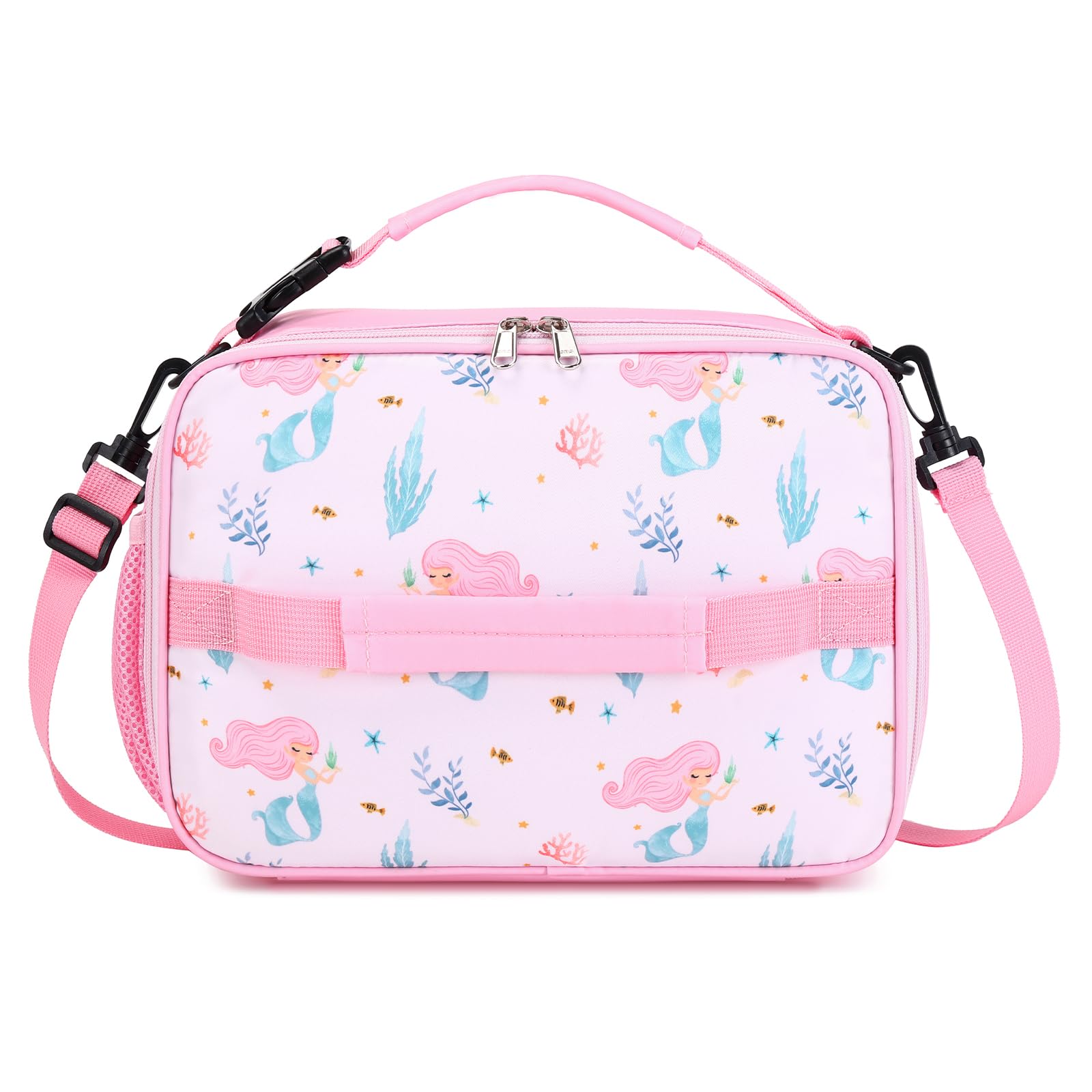 MIRLEWAIY Mermaid Backpack Set for Girls - 3-Piece School Backpack with Insulated Lunch Bag & Pencil Case | Cute Elementary Student Book Bag for School, Travel & Daily Use
