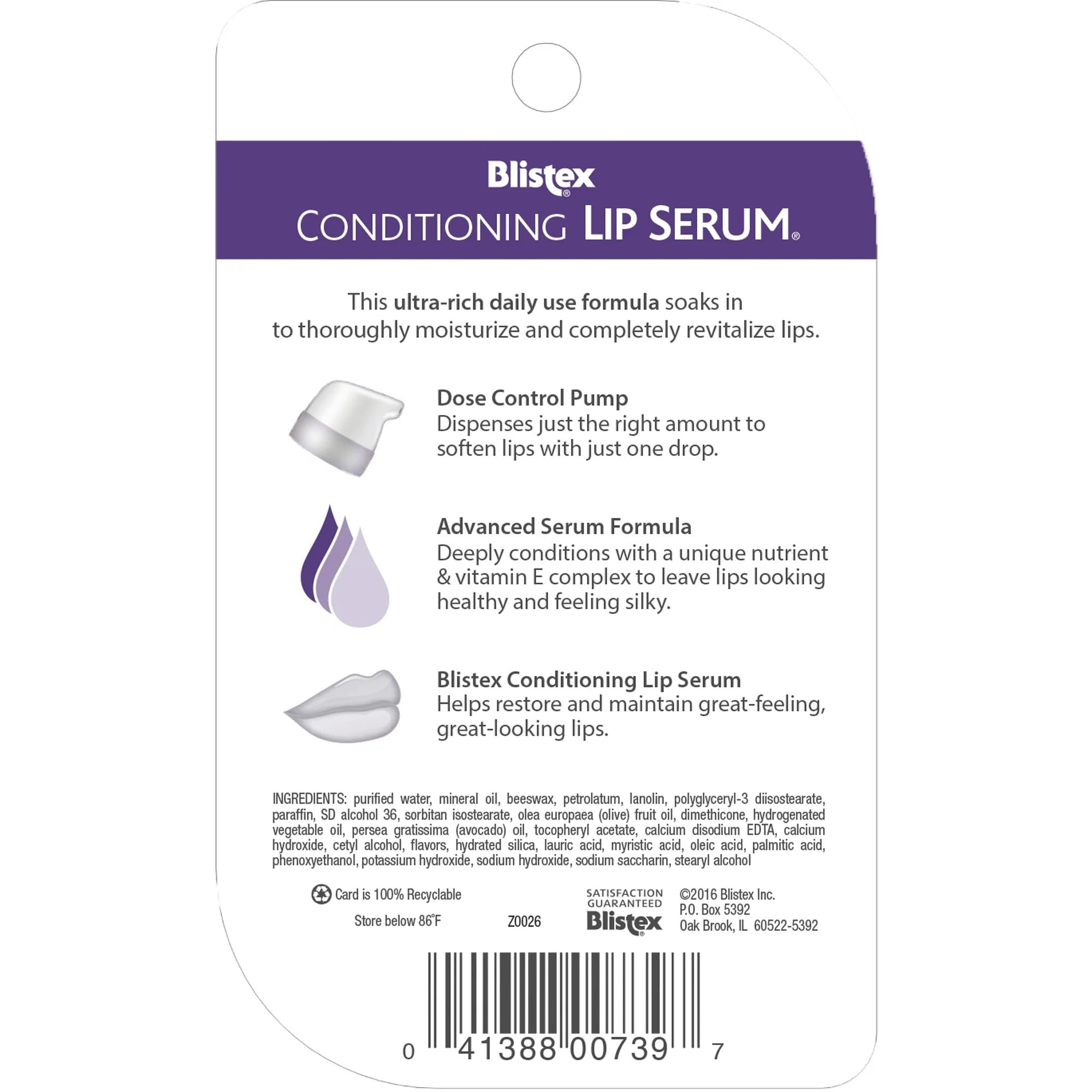 Blistex Conditioning Lip Serum Moisturizer - 2 Pack Hydrating Lip Treatment for Dry, Chapped Lips | Day & Night Use, Winter Care, Makeup Prep