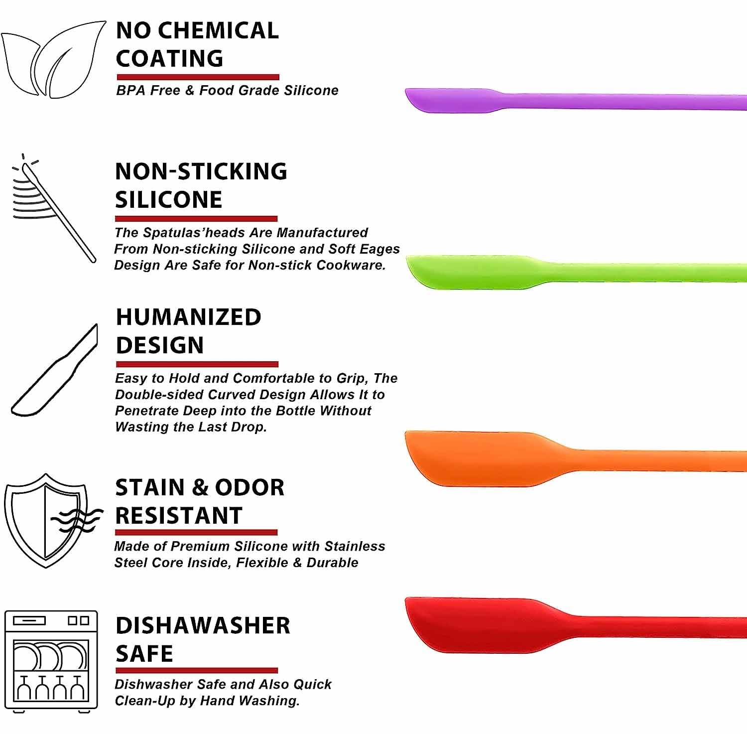 TGOPIT Silicone Spatula Set - Mini Makeup & Kitchen Scraper for Bottles, Jars & Lotion - Thin Rubber Spatula for Women & Girls - Perfect for Beauty Products, Cosmetics & Food Containers - Great for Travel, Home & Salon Use