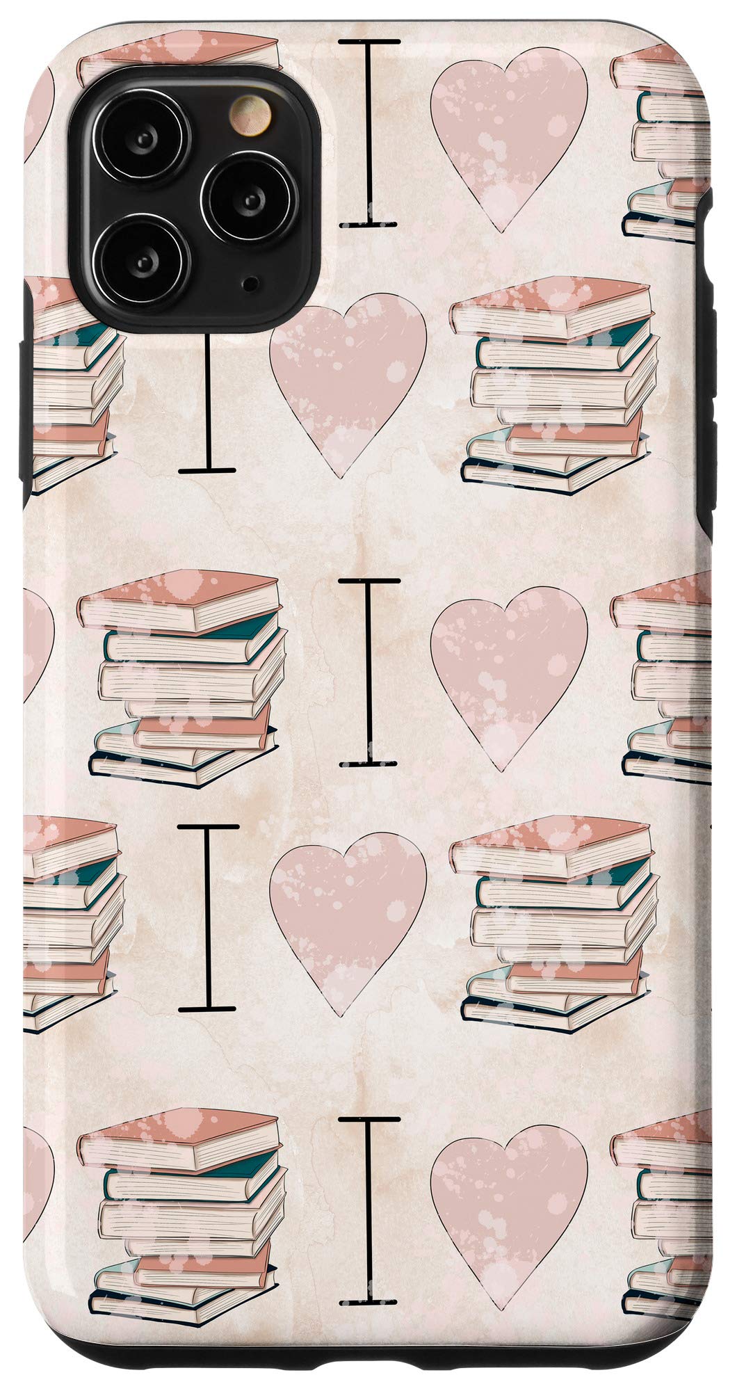 iPhone 11 Pro Max Case - I Heart Books Love Books Pattern Protective Cover for Reading Enthusiasts | Perfect Gift for Book Lovers, Students & Teachers