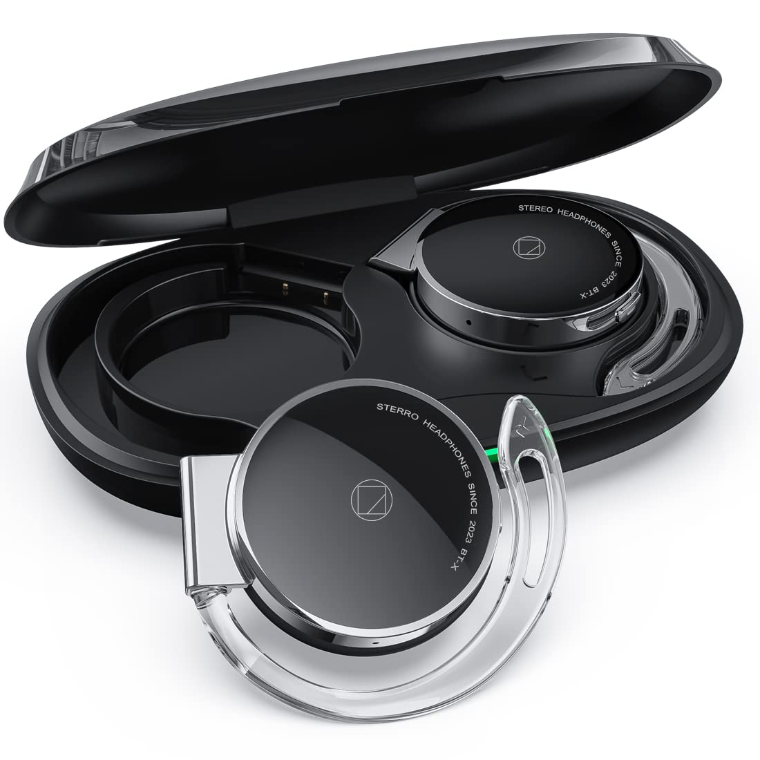Open Ear Bluetooth Headphones V5.3 - Wireless Clip-On Sports Earphones with Ear Hooks, 4-Mic Noise Cancelling, 30H Battery & Charging Case - Perfect for Running, Cycling & Gym Workouts
