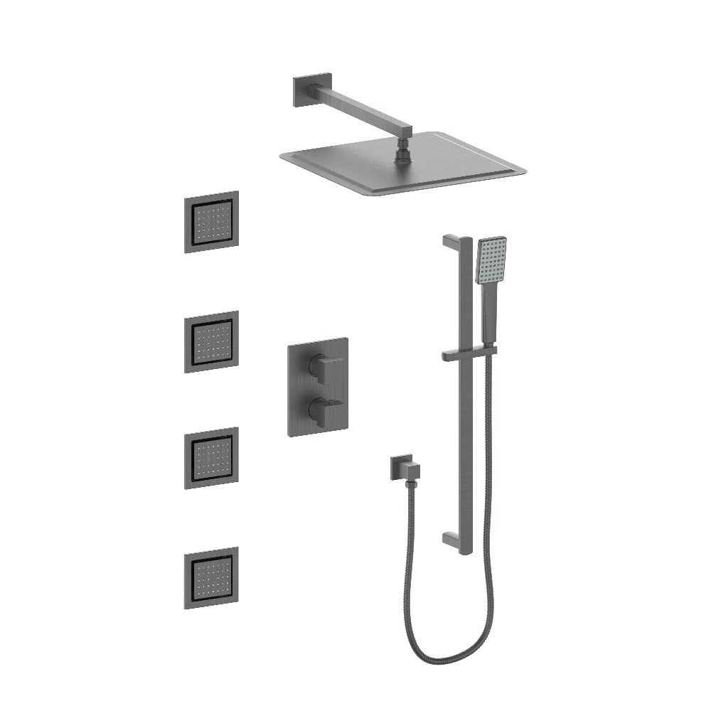 ZLINE Crystal Bay Thermostatic Shower System with 6 Body Jets - Gun Metal Finish (CBY SHS T3 GM) for Luxury Bathroom & Spa Experience