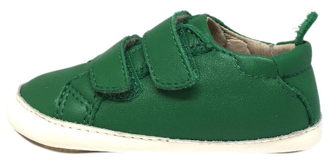 Old Soles 113R Boys Girls First Walker Shoes - Soft Leather Double Strap Sneakers for Toddlers (Green) | Comfortable Baby Shoes for Early Walkers, Outdoor Play & Special Occasions