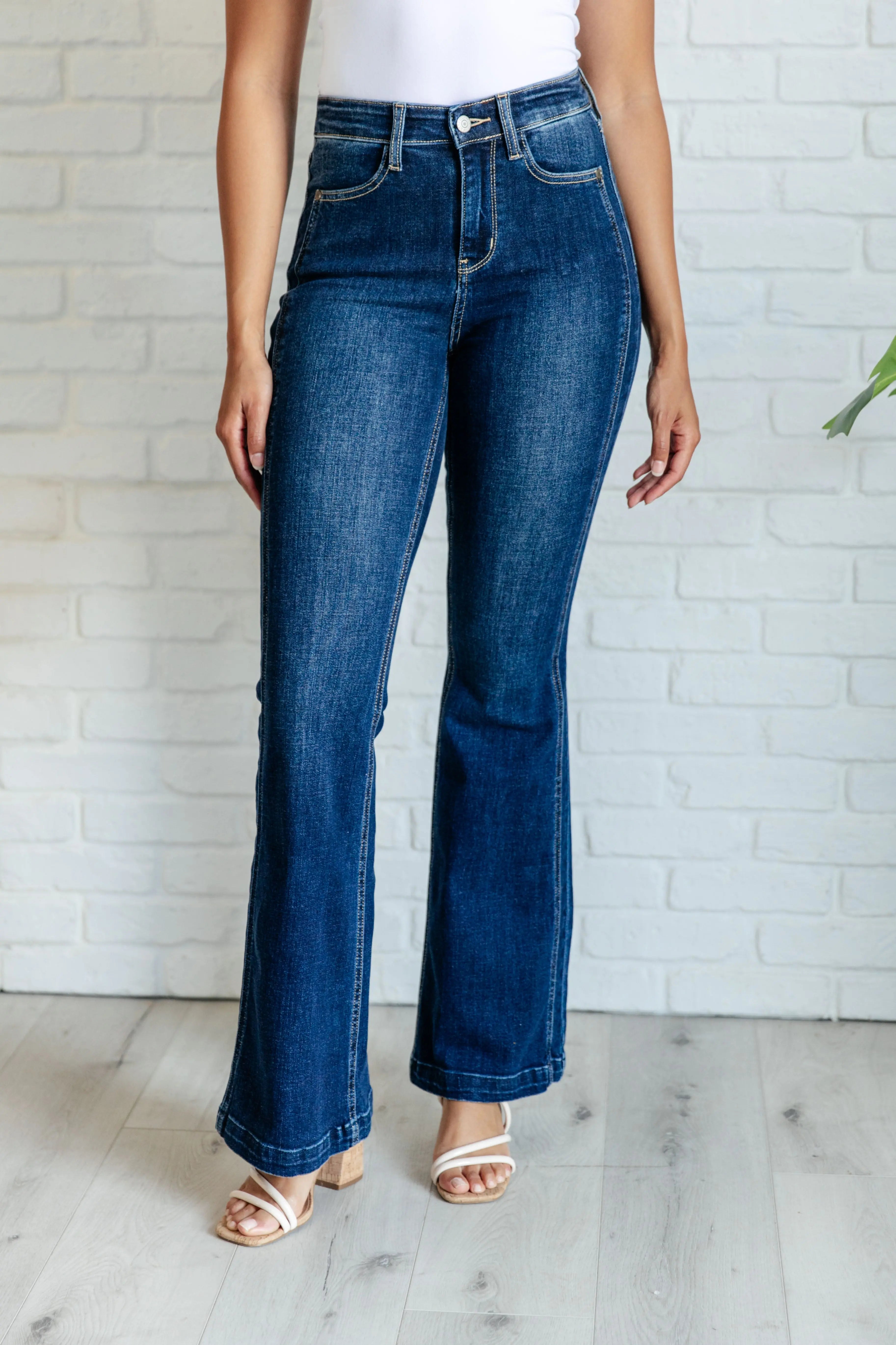 Mavis High Rise Side Seam Detail Flare Jeans for Women - Vintage Inspired Stretch Denim Pants with Bootcut Leg (Perfect for Casual Wear, Date Nights & Office Outfits)