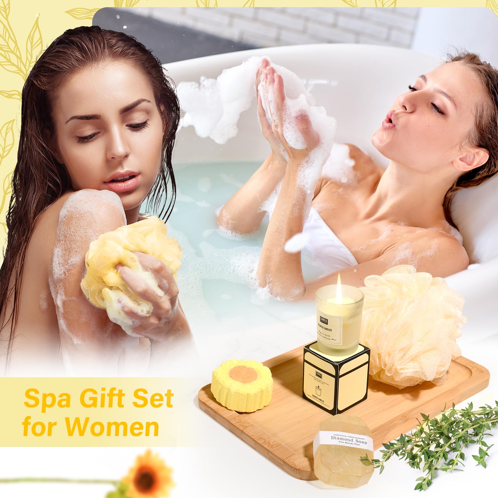 Sunflower Gift Basket for Mom - Birthday, Christmas & Self Care Gifts for Women | Unique Present for Mom, Sister & Friends | Perfect for Home Decor, Spa Day & Special Occasions
