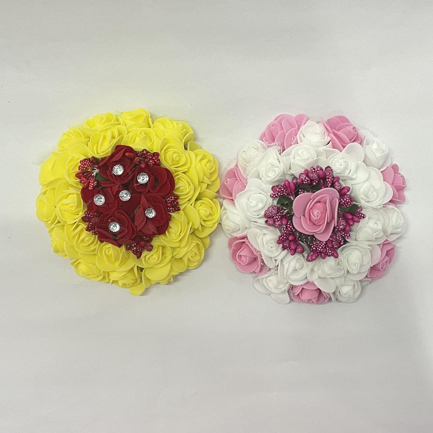 GuruEmbelish Hair Bun & Bridal Gajra Flower - 2 Pack Artificial Juda Hair Accessories for Women (Multicolor) - Perfect for Weddings, Parties & Indian Traditional Events