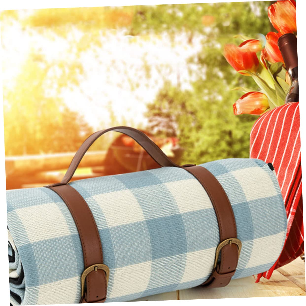 HANABASS 2-Pack Decorative Blanket Straps - Leather Rug & Yoga Mat Holder for Travel, Camping, Picnic & Outdoor Activities | Secure Blanket Binding & Carrier for Beach, Park & Home Use