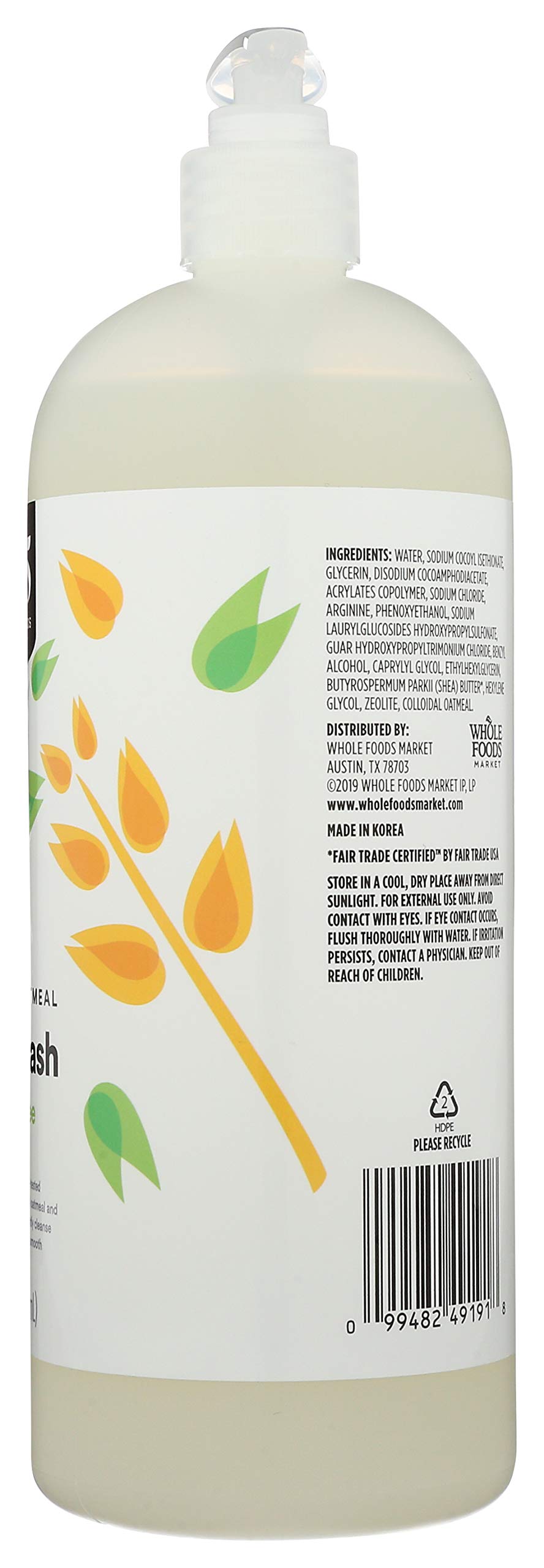 365 by Whole Foods Market Fragrance-Free Colloidal Oatmeal Body Wash for Sensitive Skin - 32 Fl Oz | Soothes Dryness & Irritation, Ideal for Daily Shower & Eczema Relief