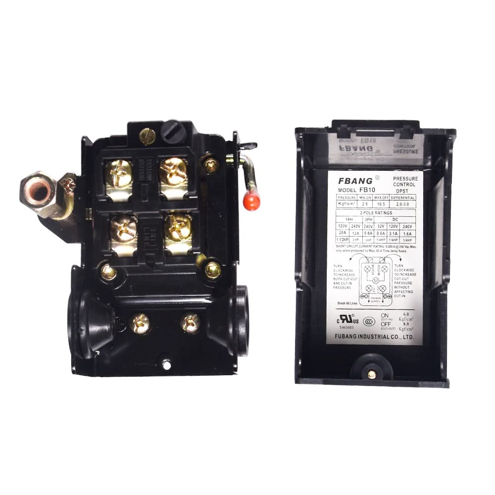 90-120 PSI Air Compressor Pressure Switch with Regulator & Gauge - Heavy Duty Automatic Control for Workshop, Garage & Industrial Tools