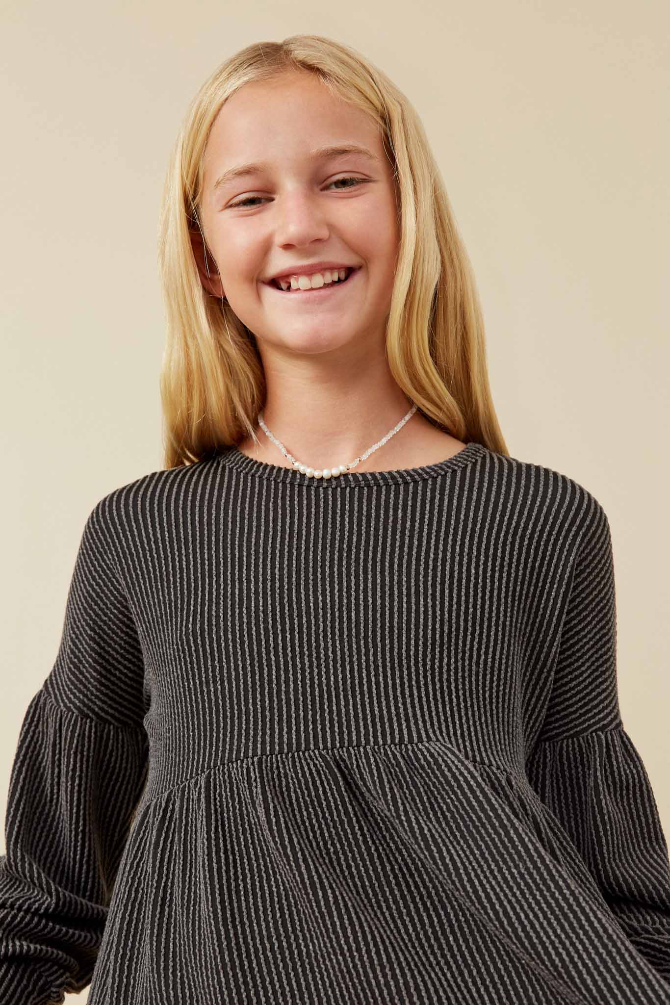 Textured Stripe Long Sleeve Knit Top for Women - Soft Comfortable Casual Blouse for Work, Date Night & Everyday Wear