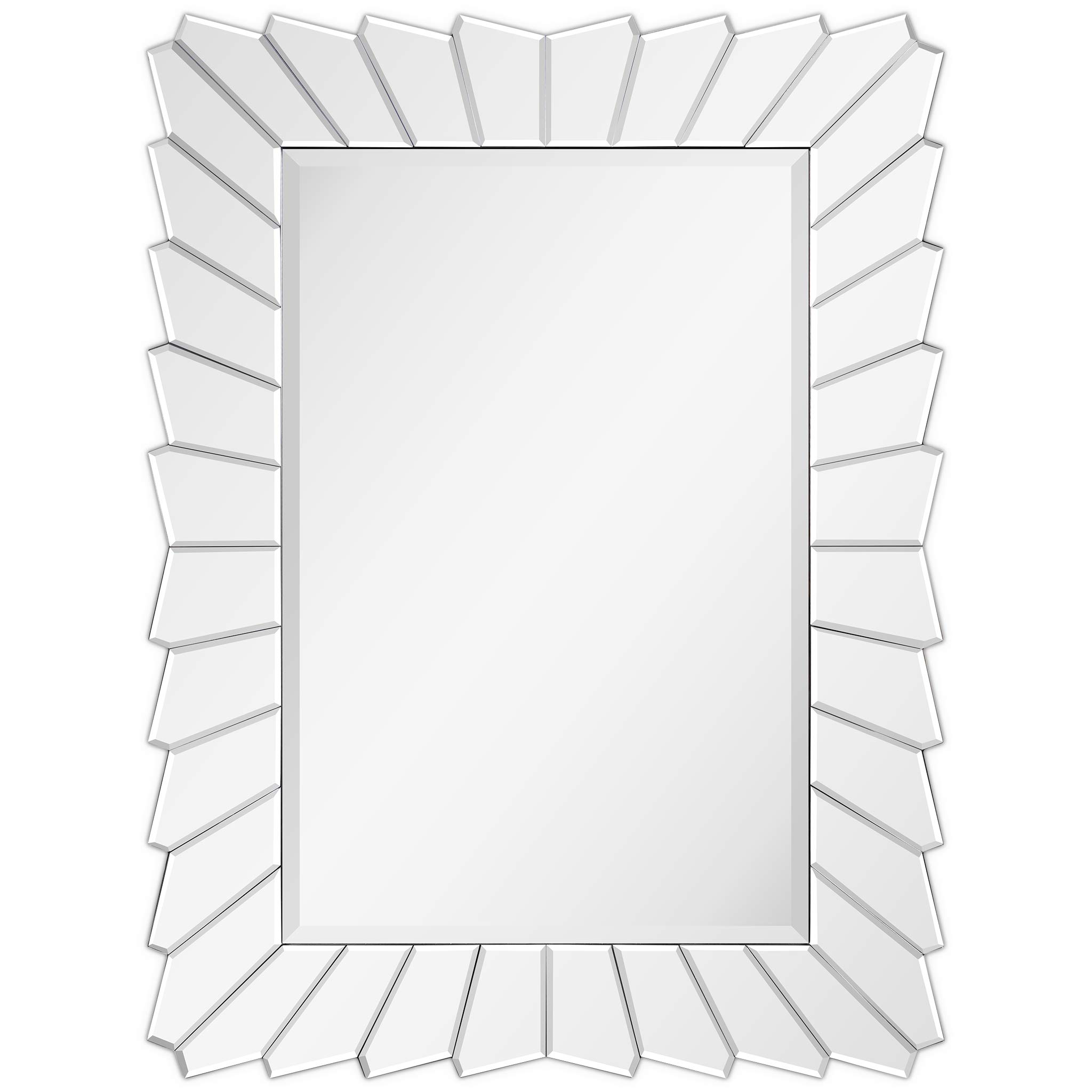 Empire Art Direct Traverse Modern Beveled Rectangular Wall Mirror - Elegant Alternating Mirror Cut Design for Bathroom, Vanity & Living Room - Ready to Hang Home Decor Mirror for Bedroom, Entryway & Dressing Area
