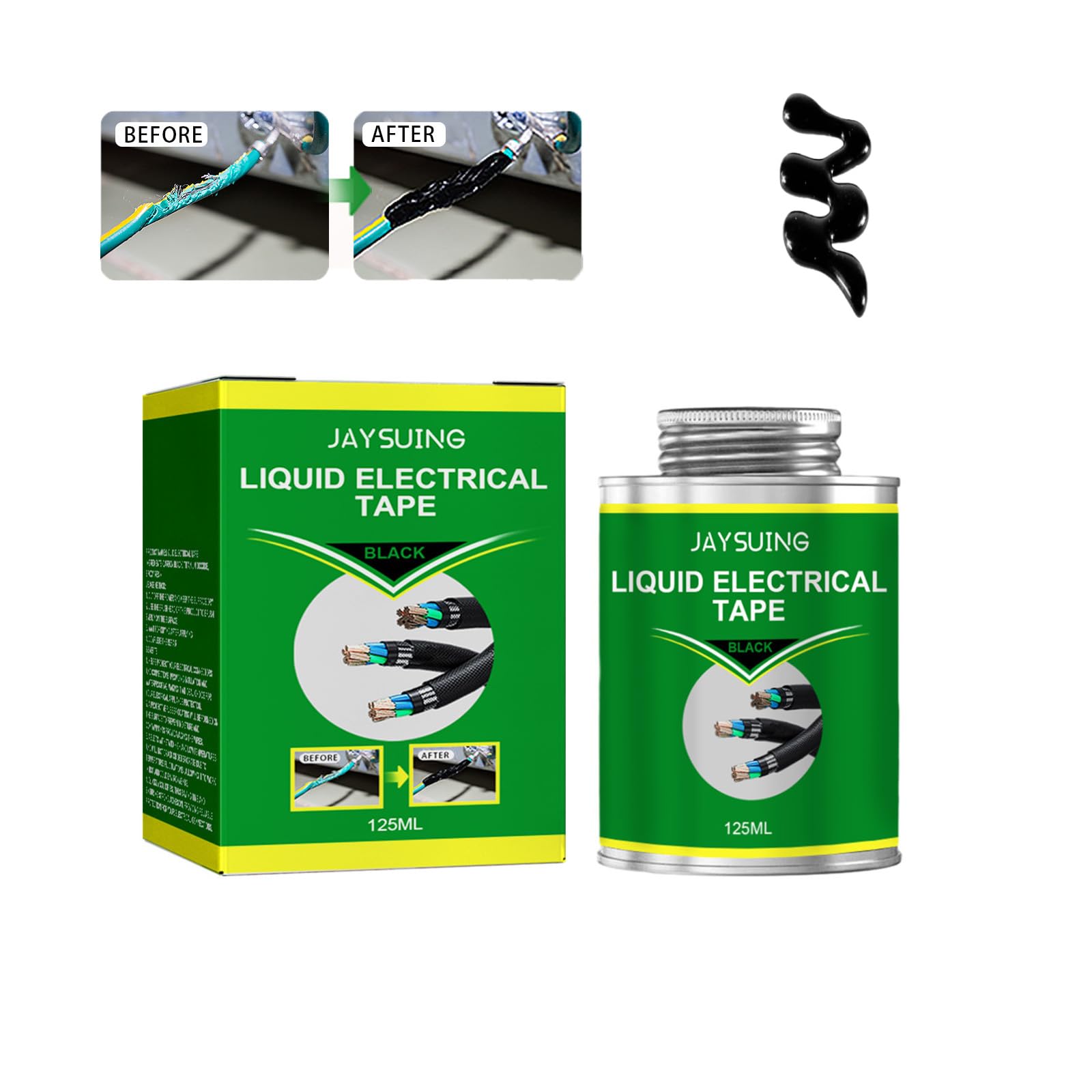 4.2 OZ (125ML) Black Liquid Electrical Tape – Waterproof, Fast Drying, High Temp Resistant – DIY Electrical Insulation for Wires, Cables & Repairs – Perfect for Home, Automotive & Industrial Use