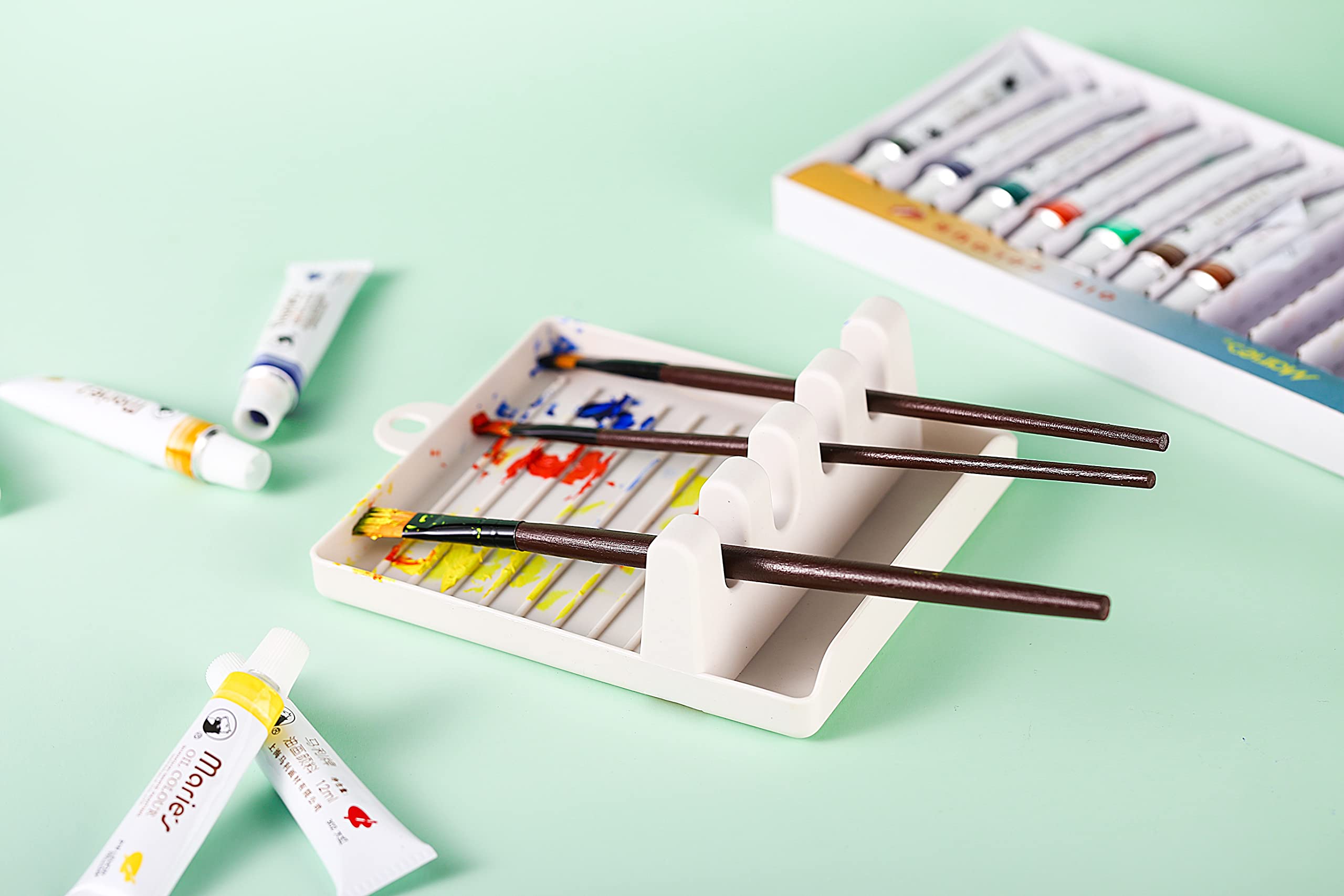 5-Slot Paint Brush Holder for Large Brushes - Organizer for Watercolor, Oil & Acrylic Painting - Perfect for Art Studios, Painting Parties & DIY Projects
