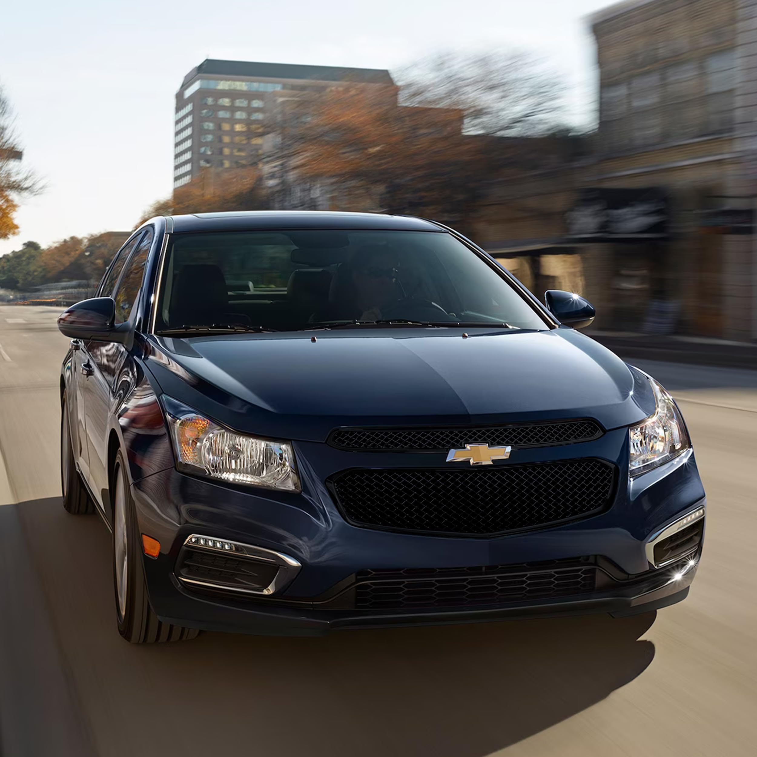 Patented ABS6423BLK 2-Piece Gloss Black Grille Overlay Insert for 2015-2016 Chevy Cruze LS/LT/LTZ - Easy Tape-On Installation, Durable ABS Material - Upgrade Your Car's Front Grille for Enhanced Style & Protection