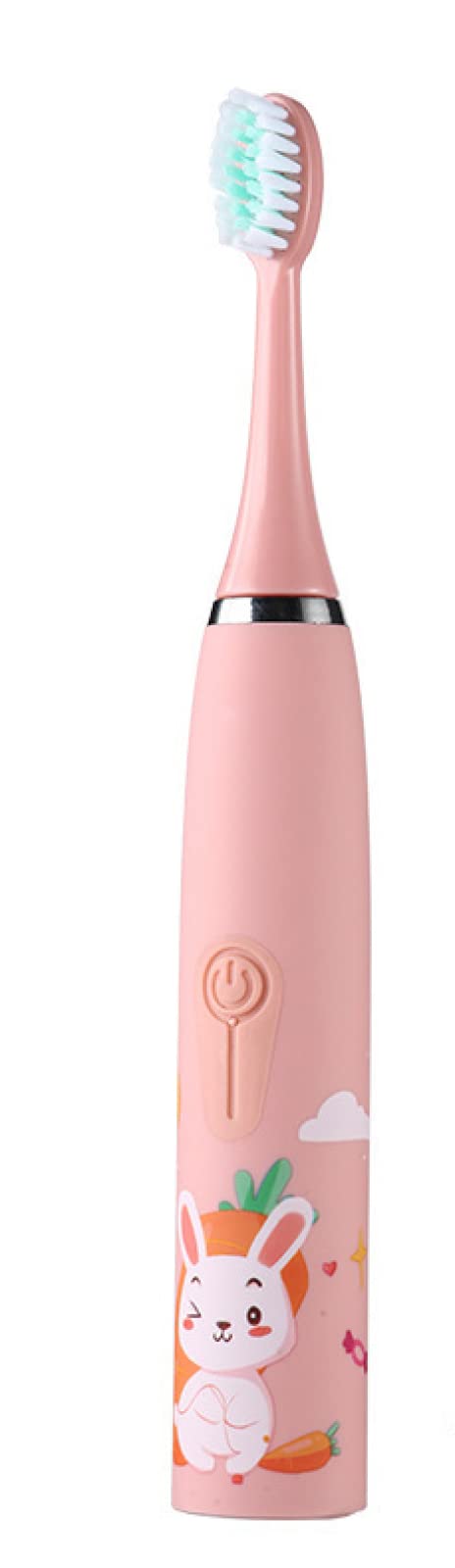 Kids Electric Toothbrush - Rechargeable Children's Cartoon Toothbrush with 8 Soft Bristle Brush Heads (Pink) | Gentle Cleaning for Toddlers & Students | Perfect for Home, Travel & School Use