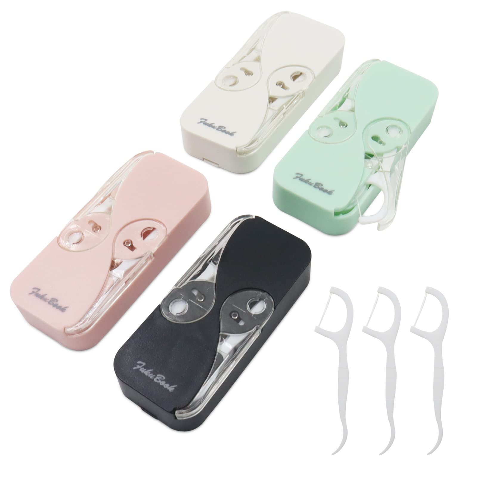 4Pcs Portable Dental Floss Pick Travel Kit with 48 Floss Picks - Reusable Floss Dispenser Case for Teeth Cleaning - Compact Floss Stick Organizer for Home, Office & Travel (4 Colors) - Perfect for On-the-Go Oral Care & Hygiene Essentials