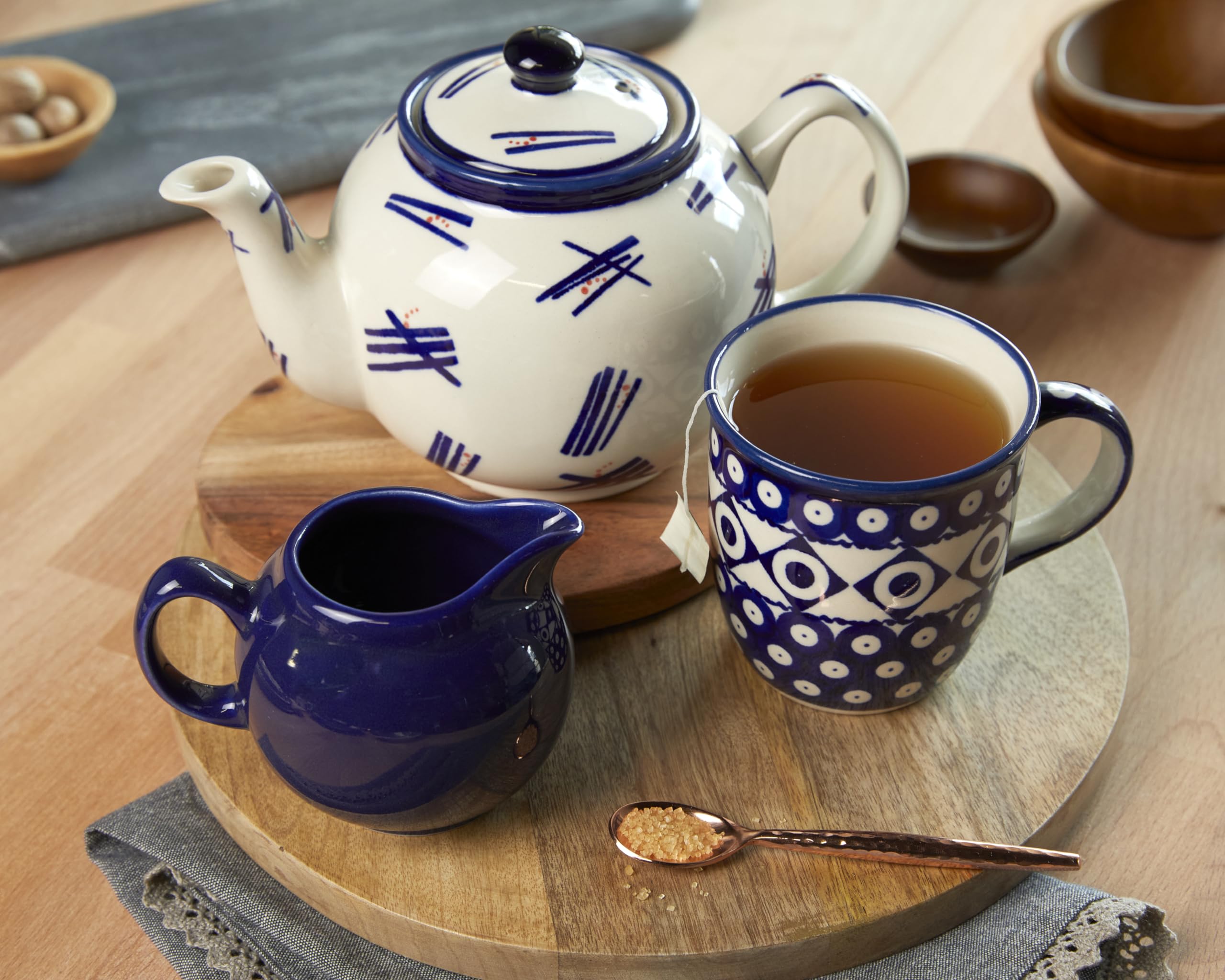Blue Rose Polish Pottery Zoe Medium Teapot - Handmade Ceramic Teapot with Floral Design, Perfect for Afternoon Tea, Gifts & Home Decor