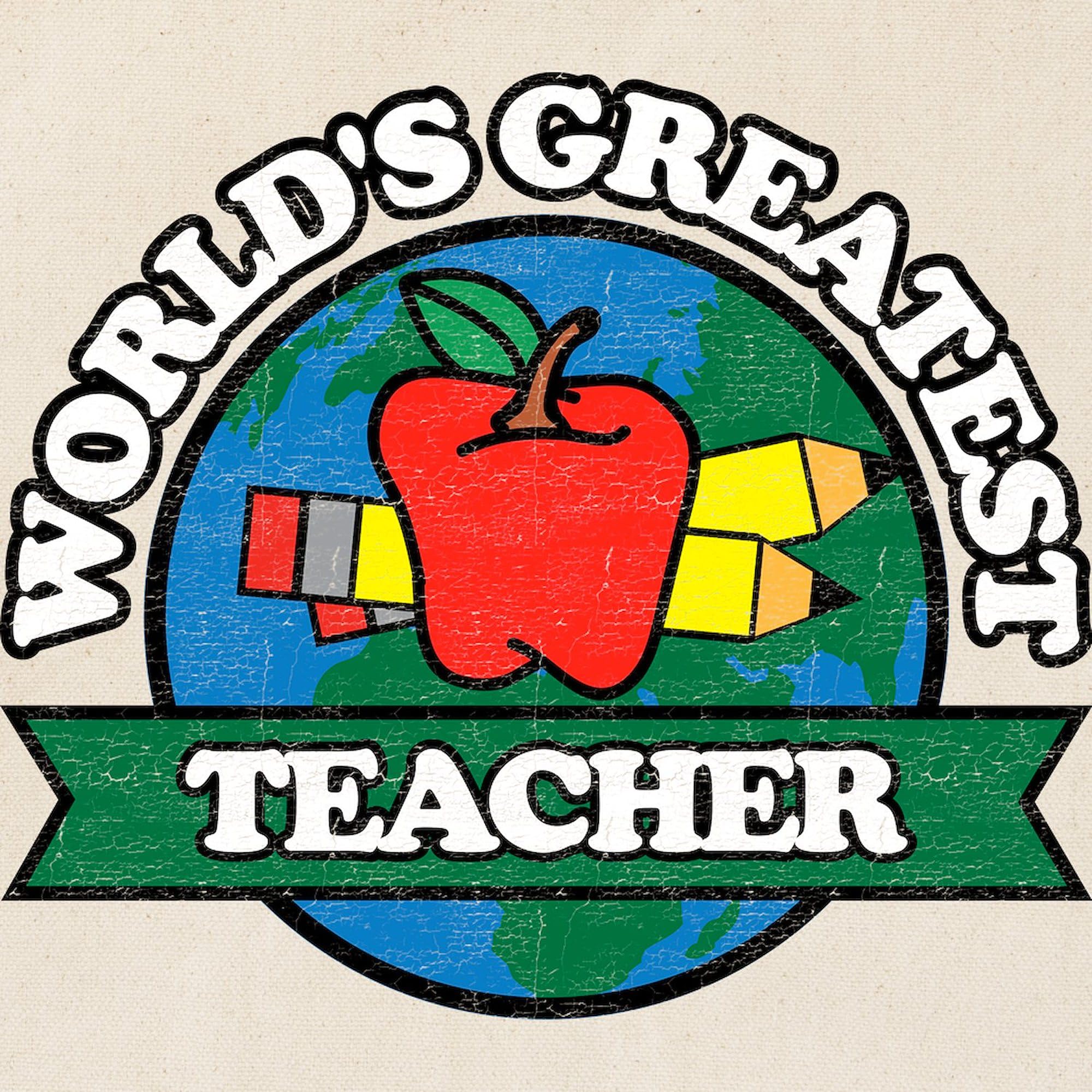 World's Greatest Teacher Tote Bag - Natural Canvas Reusable Shopping Bag for School, Work & Groceries - Eco-Friendly Teacher Gift Idea