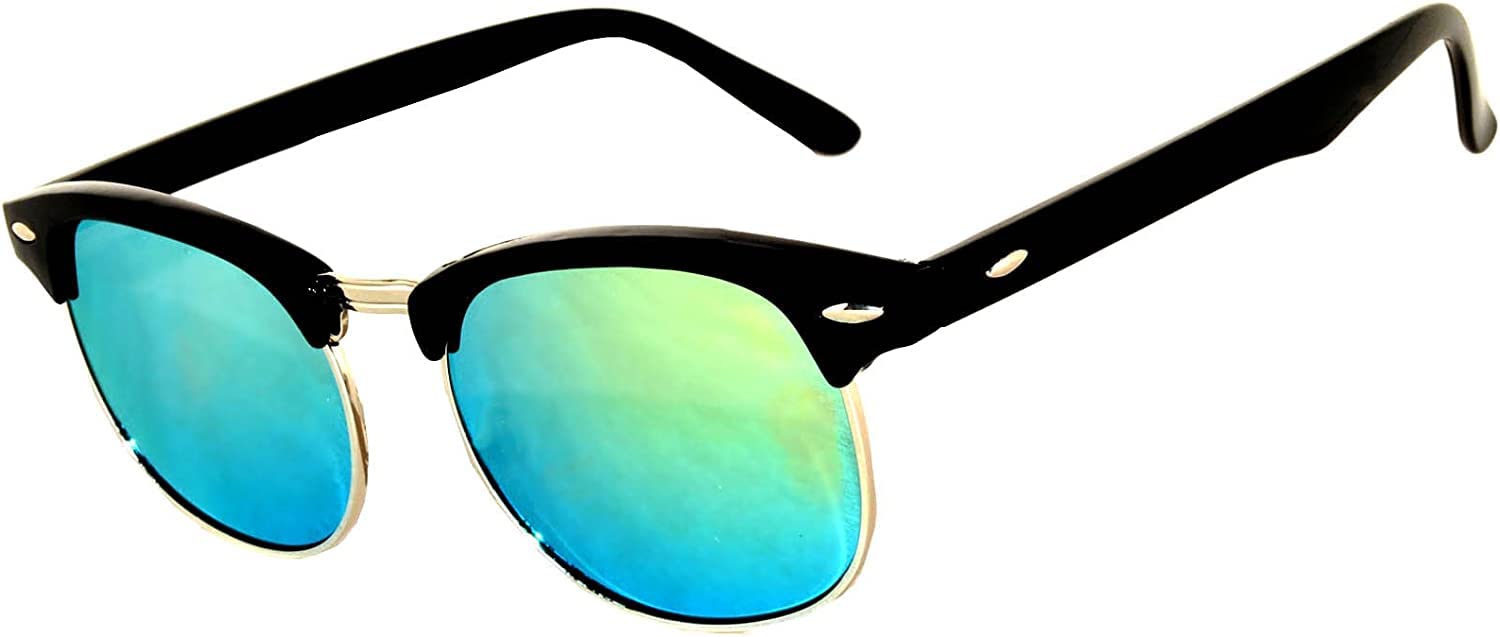 Vintage Retro Semi-Rimless Sunglasses for Men & Women - UV400 Protection Smoke Lens Metal Plastic Frame - Perfect for Driving, Beach & Outdoor Activities