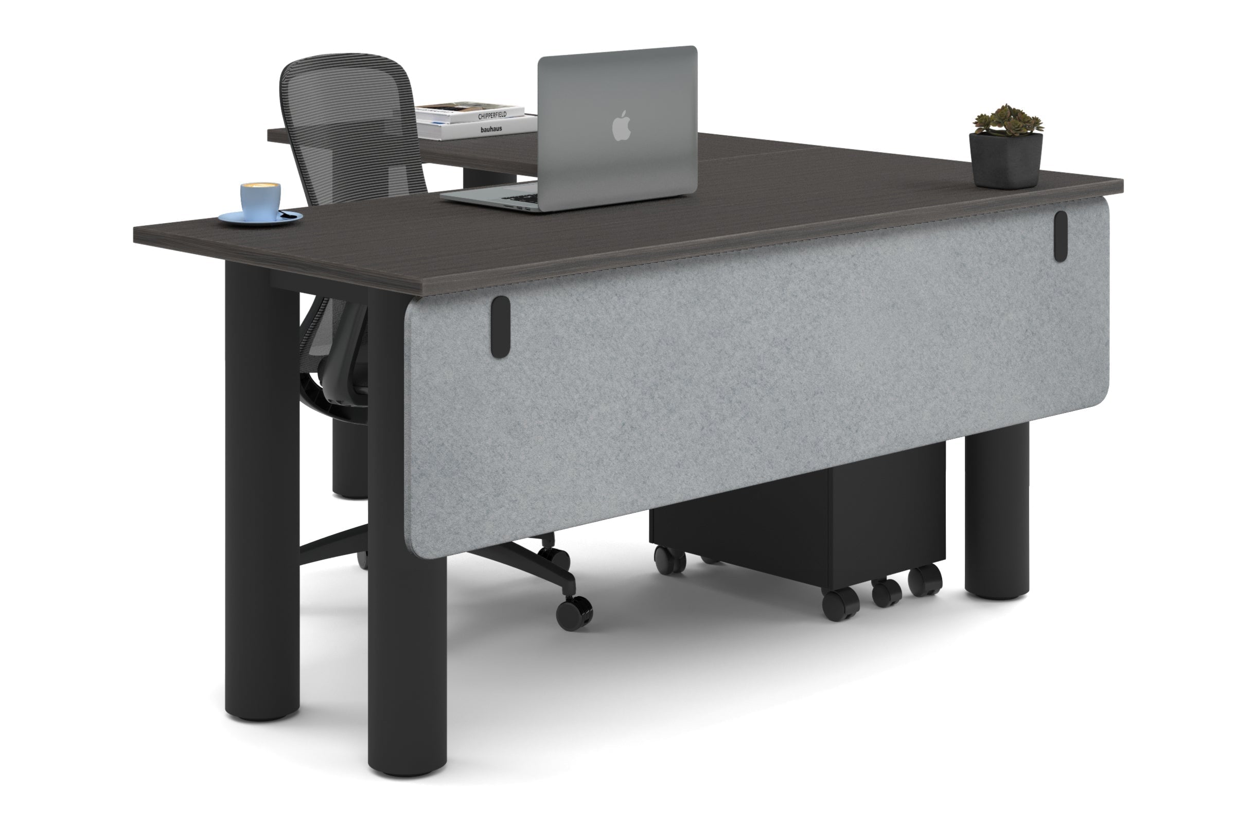 L-Shaped Corner Office Desk with Quadro Cylinder Legs - 1600L x 1700W - Modern Ergonomic Workstation for Home Office & Small Spaces