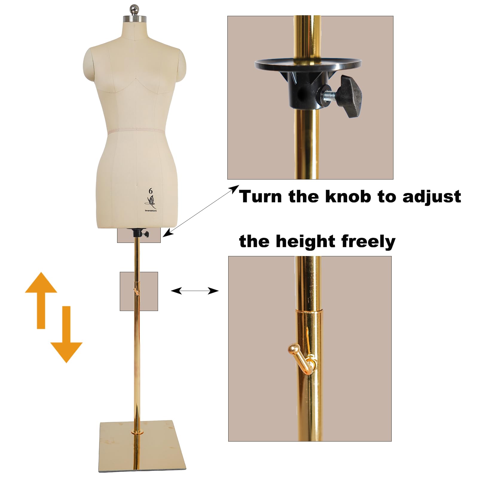 Adjustable Female Dress Form Mannequin with Stand - 6