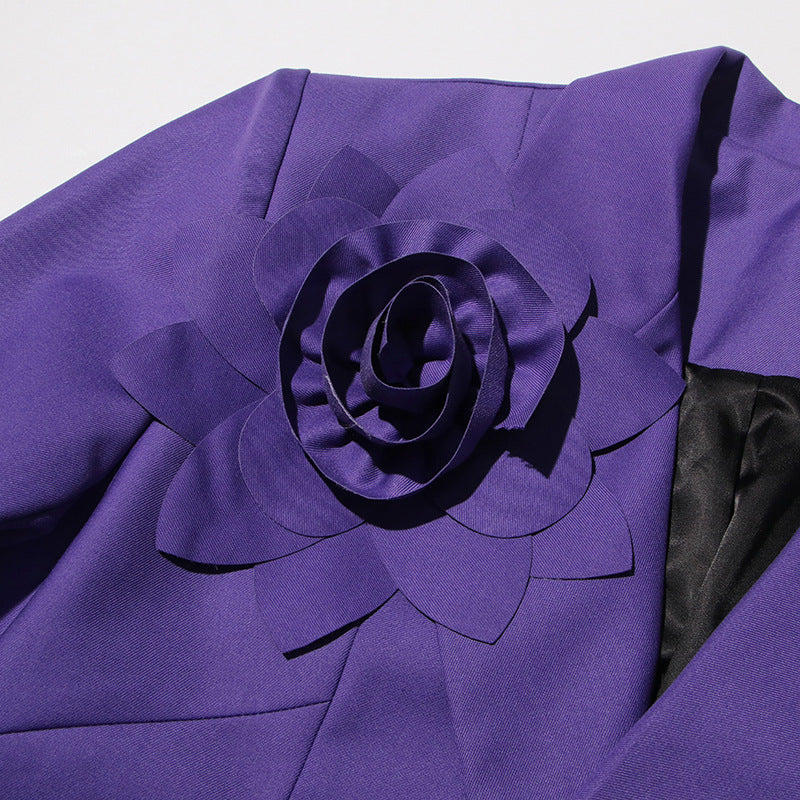 Aharon Flower Lapel Cross Blazer for Women - Elegant Floral Embroidered Lapel Pin - Perfect for Weddings, Parties, and Formal Events